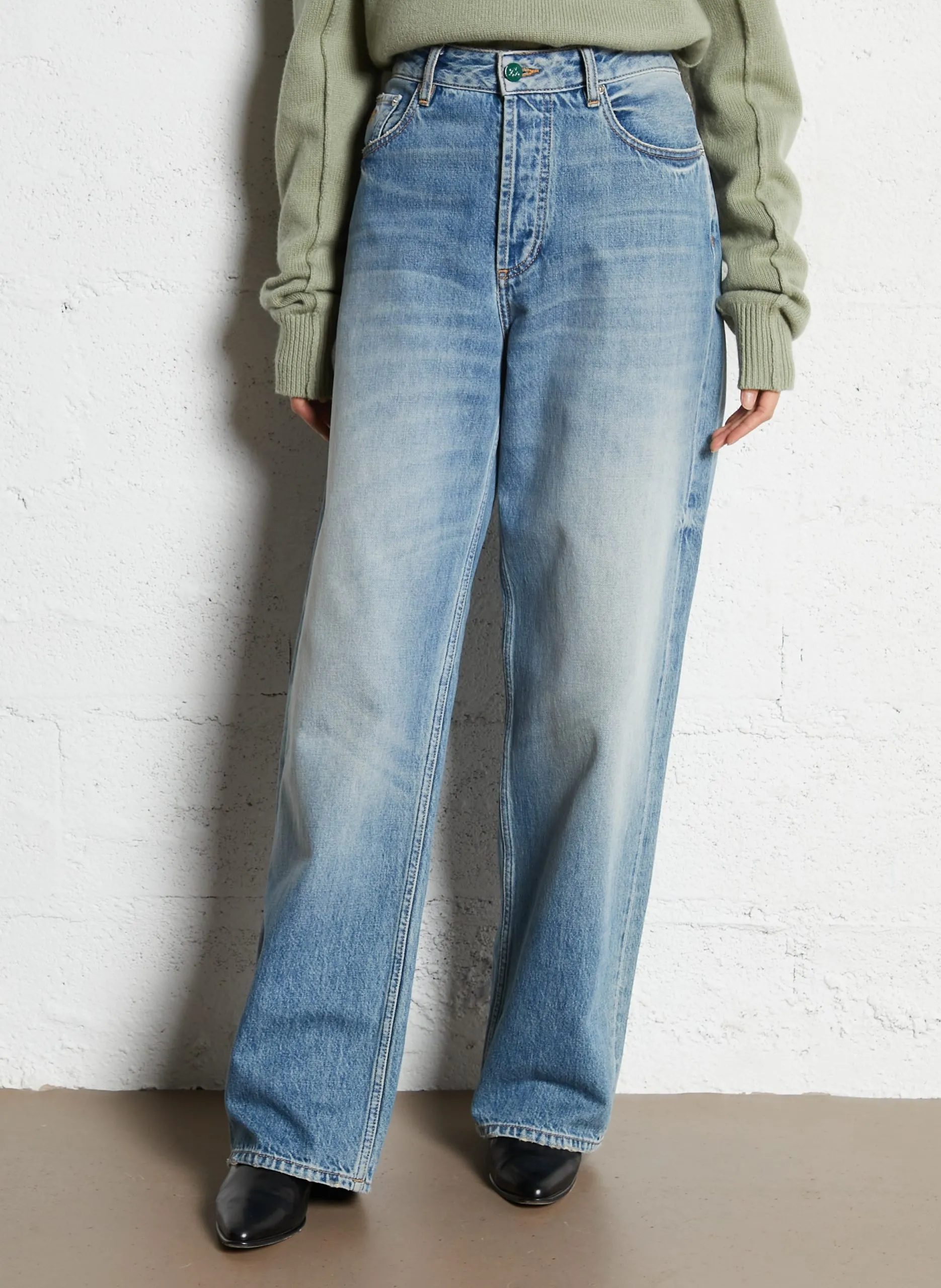 Csally - Gerade geschnittene Baumwollhose Blau PIA