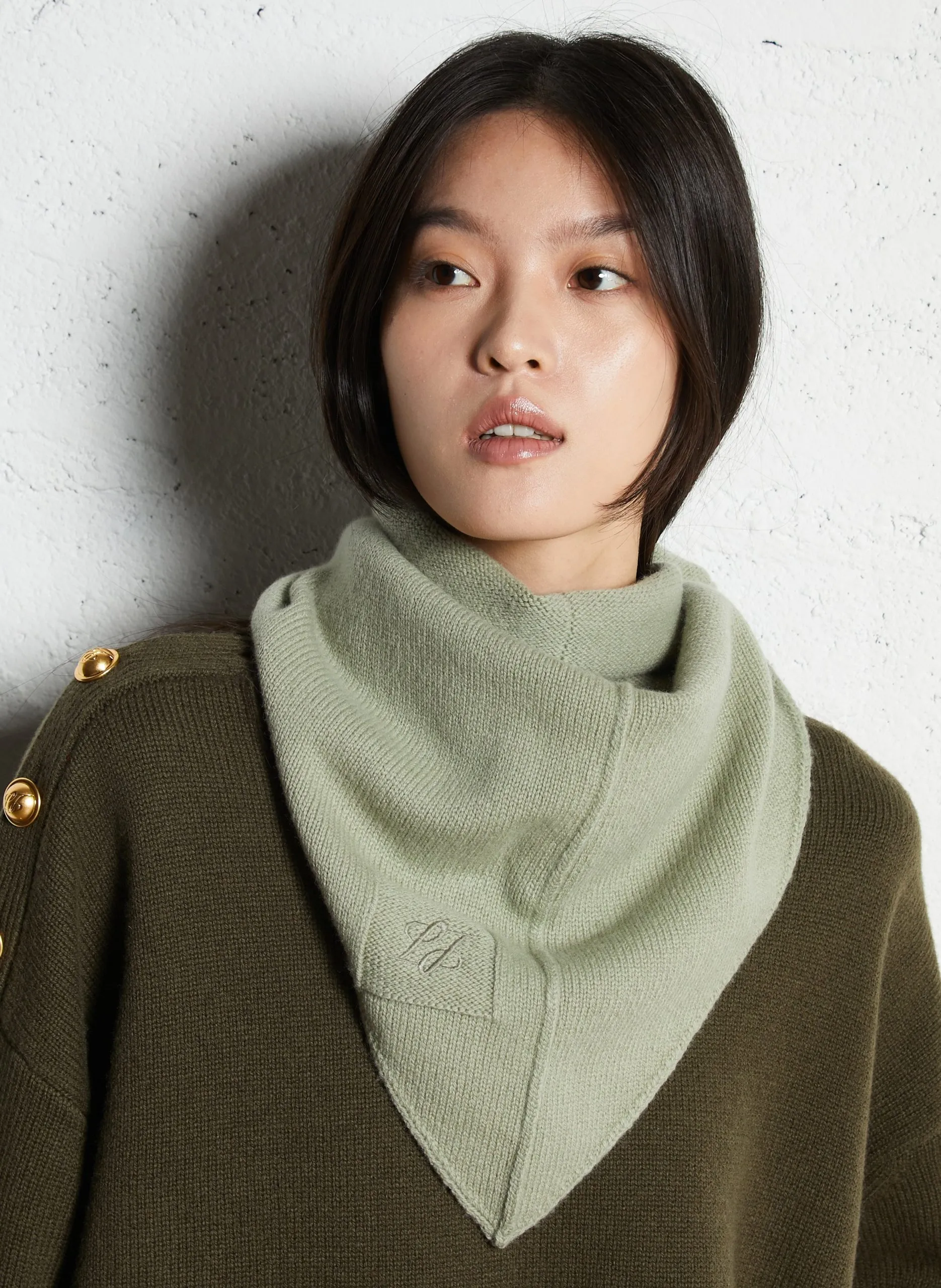 Alaska - Einfarbiger Schal aus Wolle Grun ROLLON