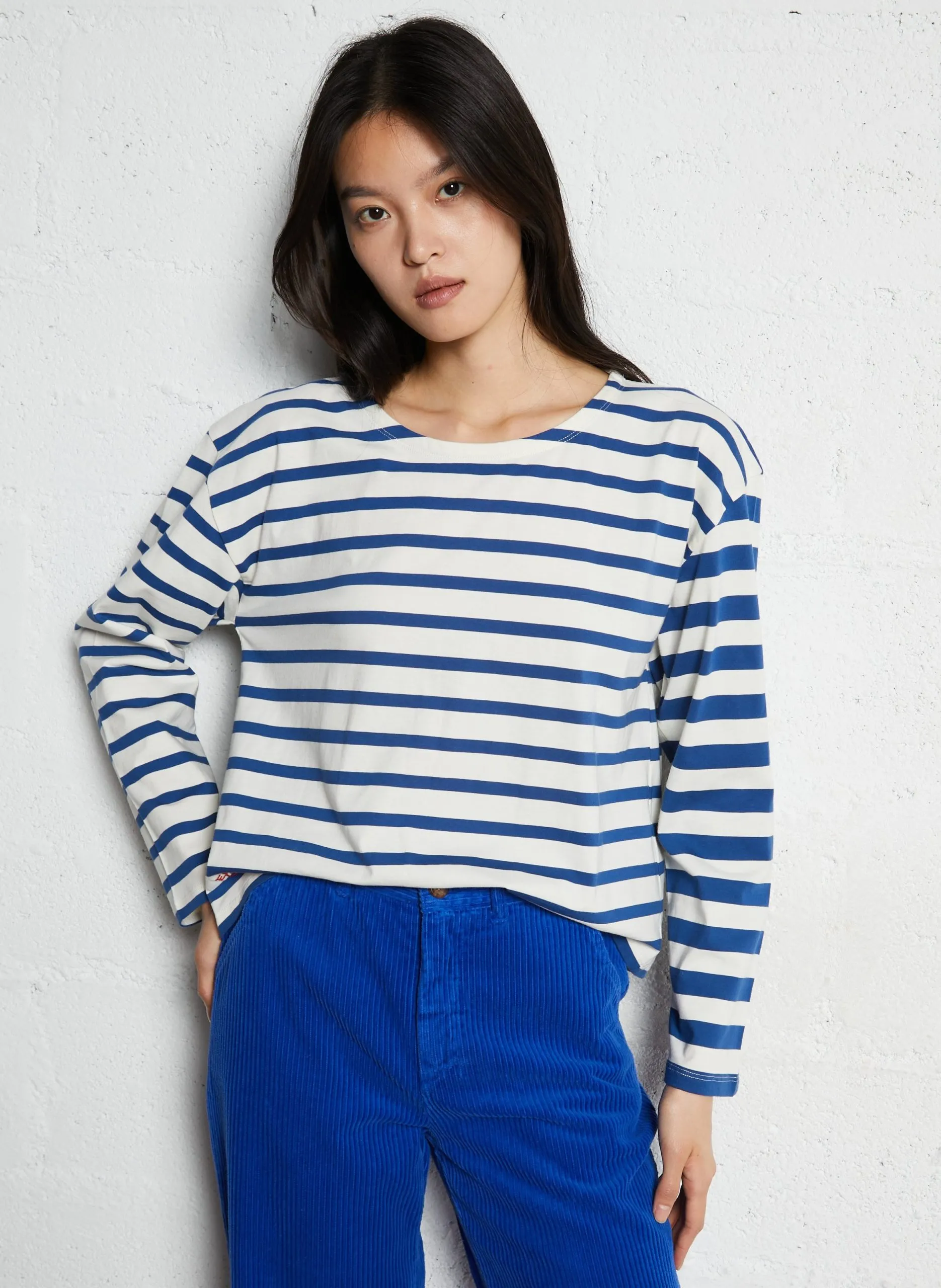 Bio-Baumwoll-Rundhals-Shirt Blau CYBELE