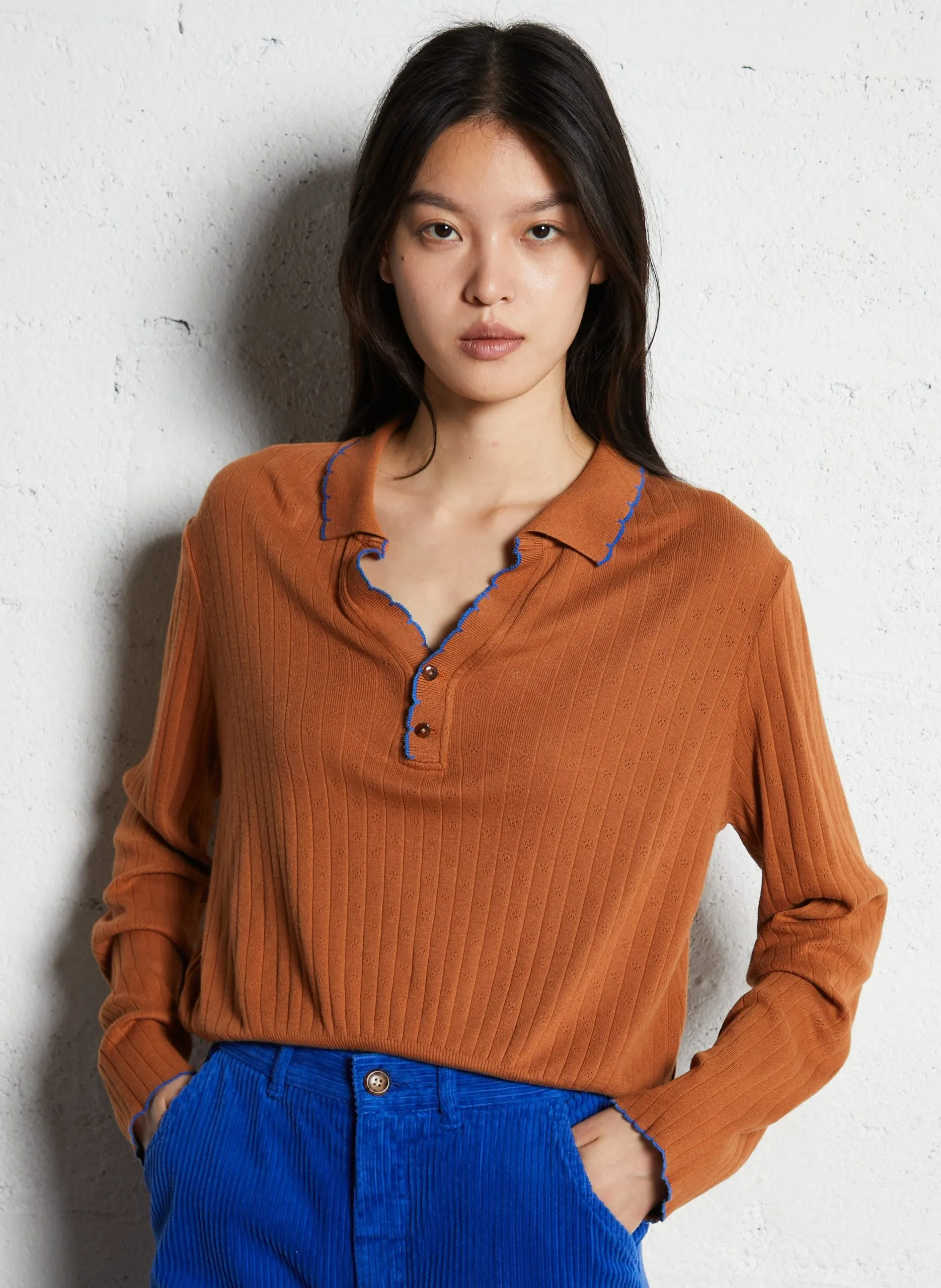 Bedrucktes Trapez-Top aus Baumwolle Braun CYRANO