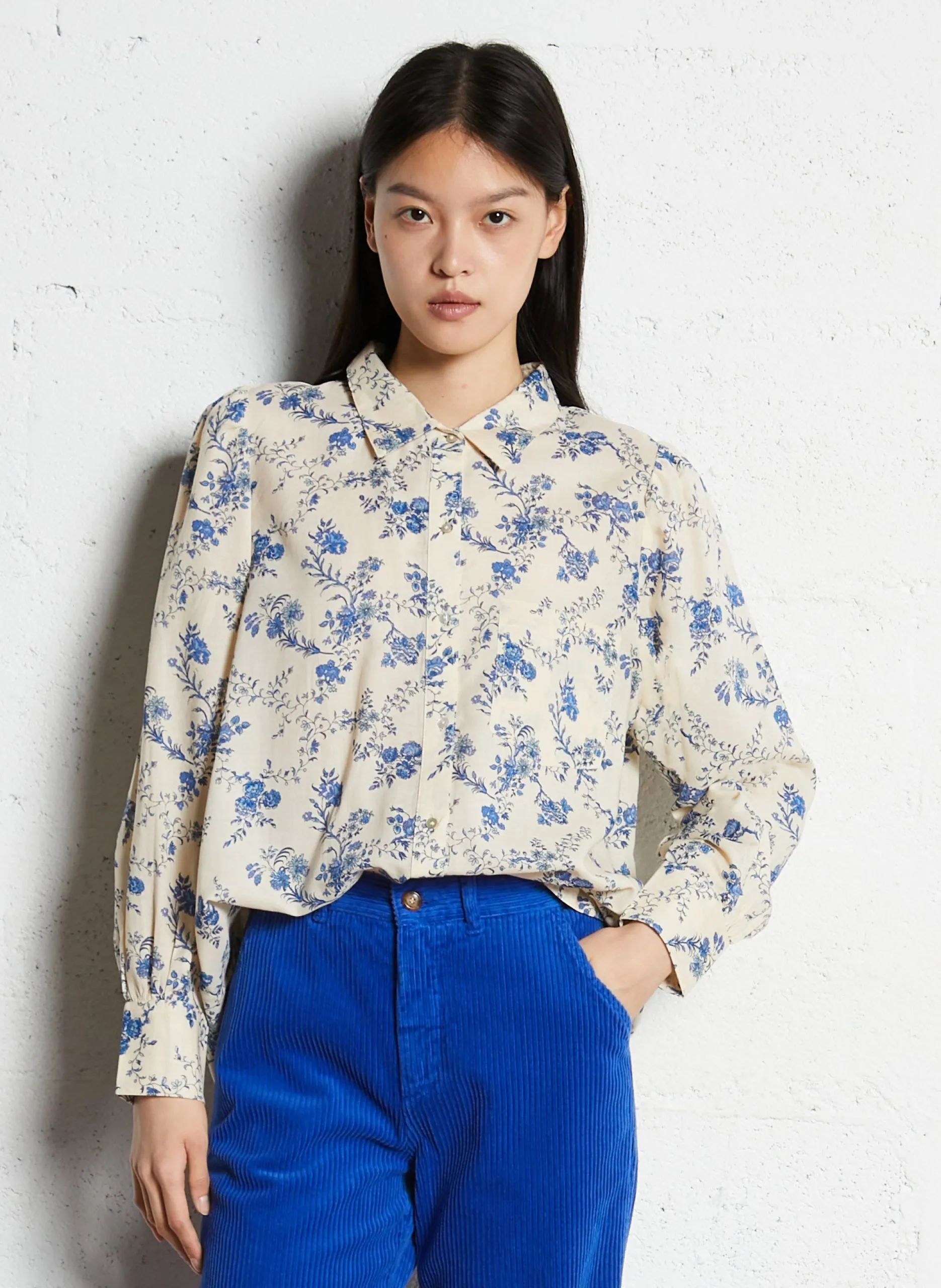 Klassisches Baumwollhemd Blau CLARANCE3