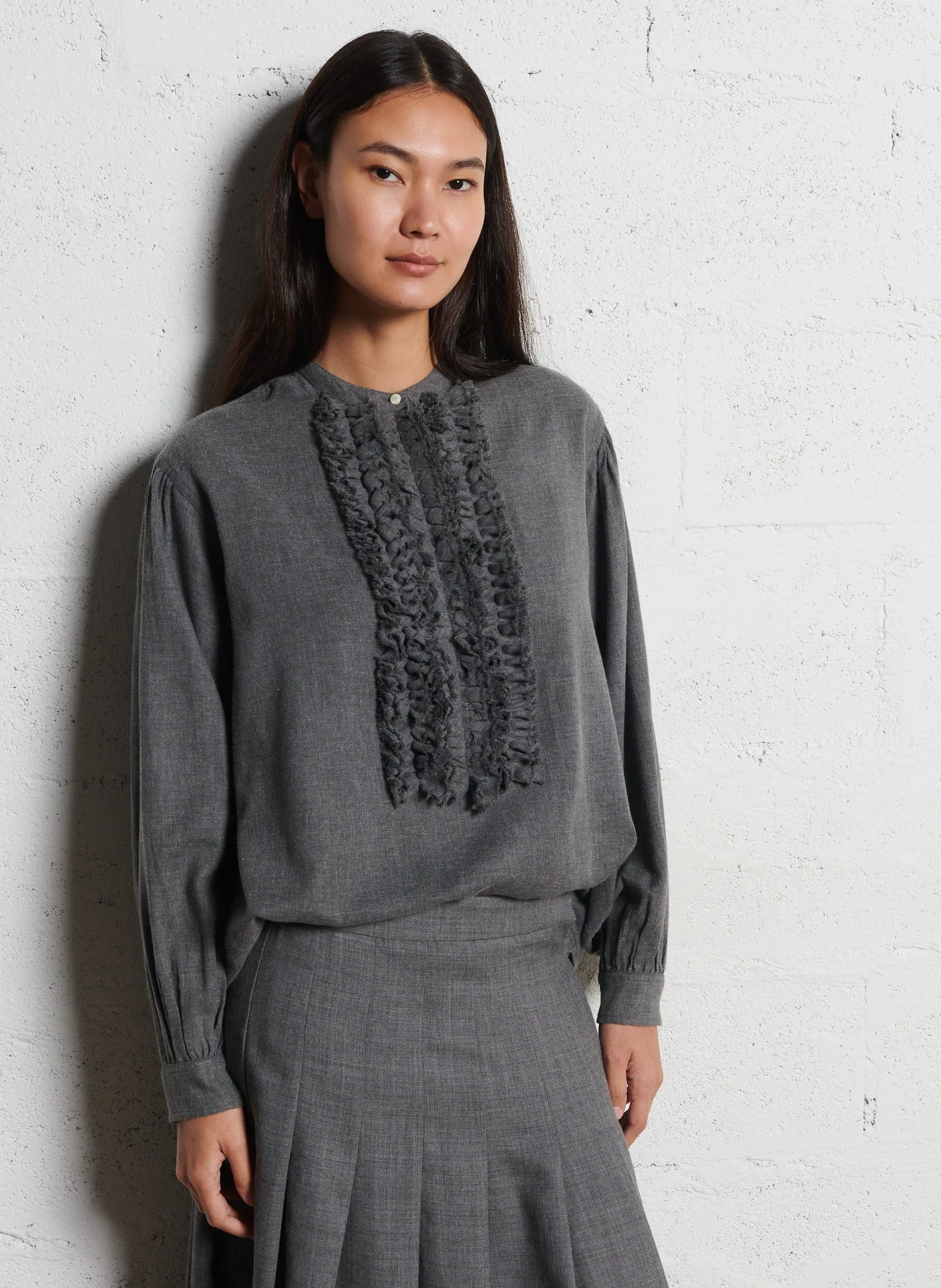 Weite Baumwollbluse Grau MAGRITTE