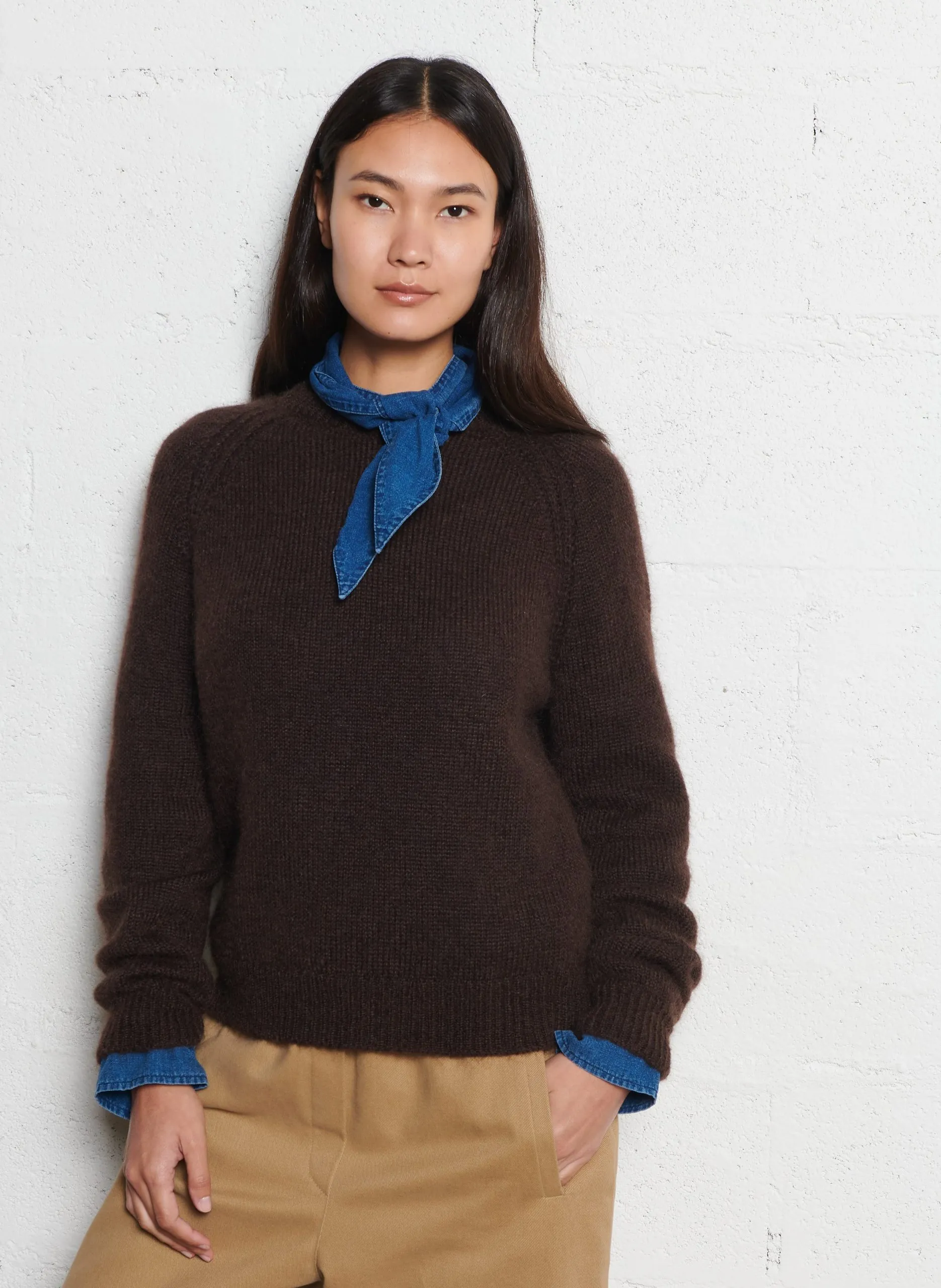 Gerader Pullover aus Mohair-Mischung Braun KARL