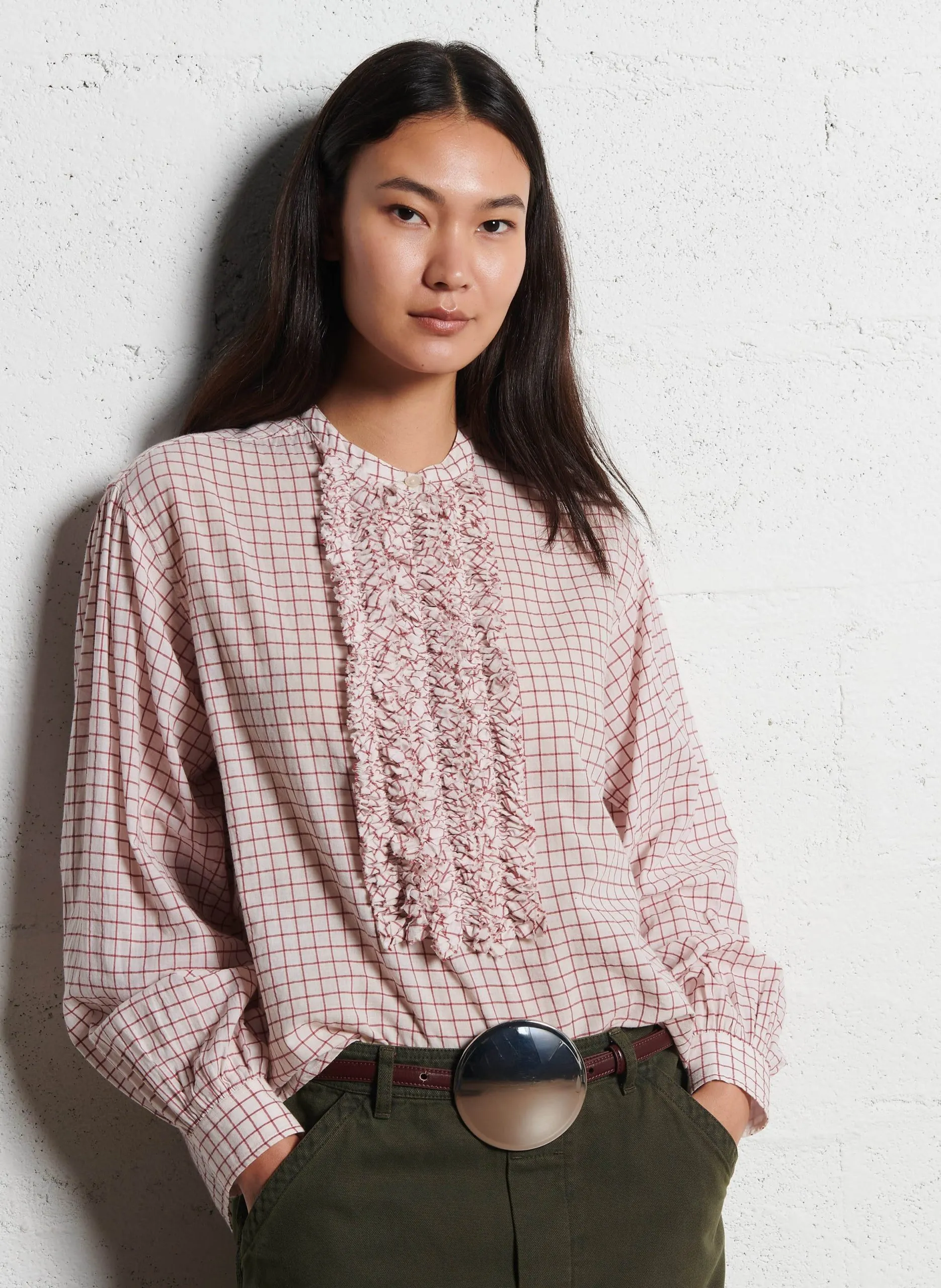 Weite Baumwollbluse Rot MAGRITTE