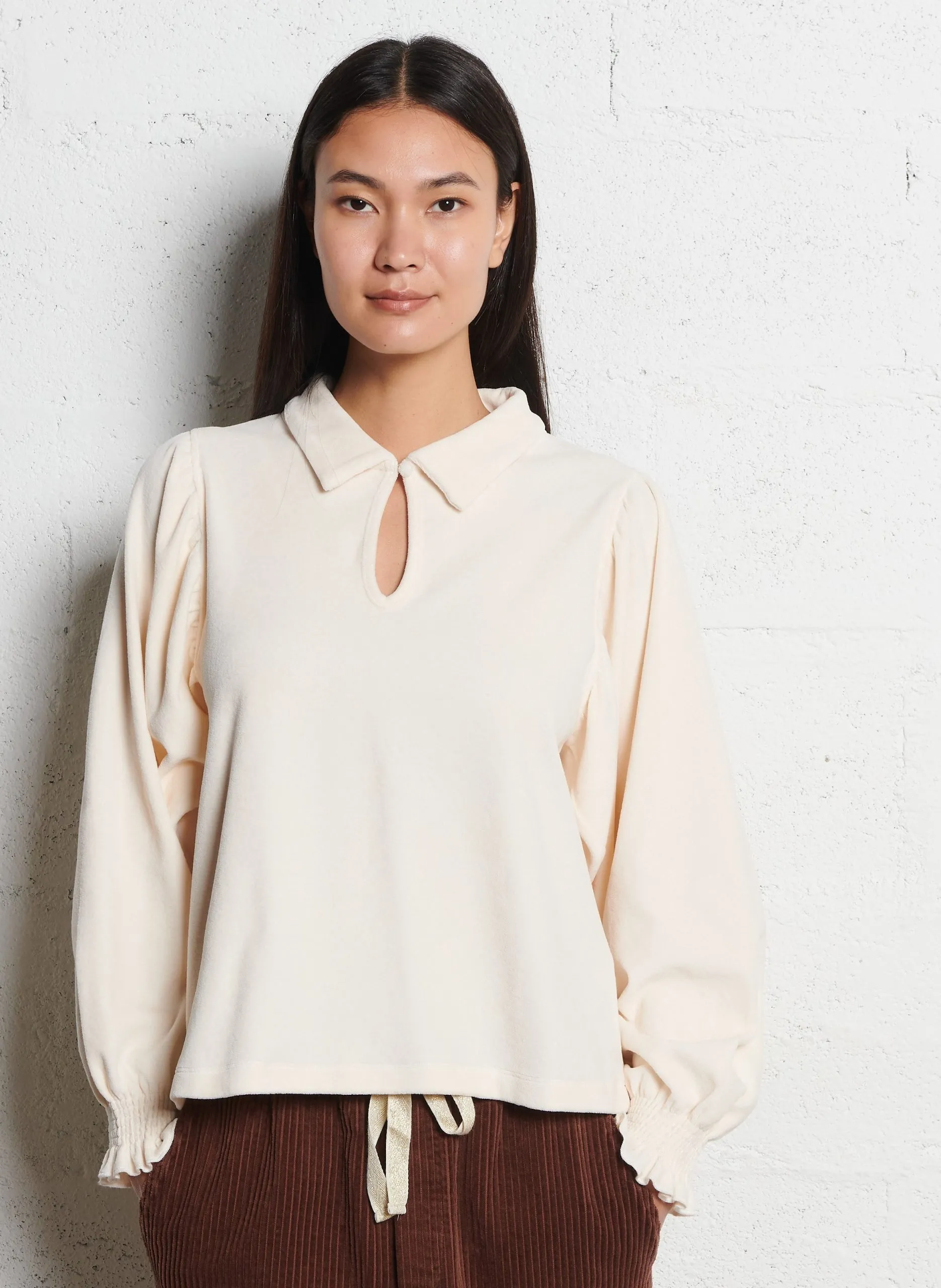 Klassischer Rundhals-Sweatshirt aus Bio-Baumwolle Beige CRYSTAL