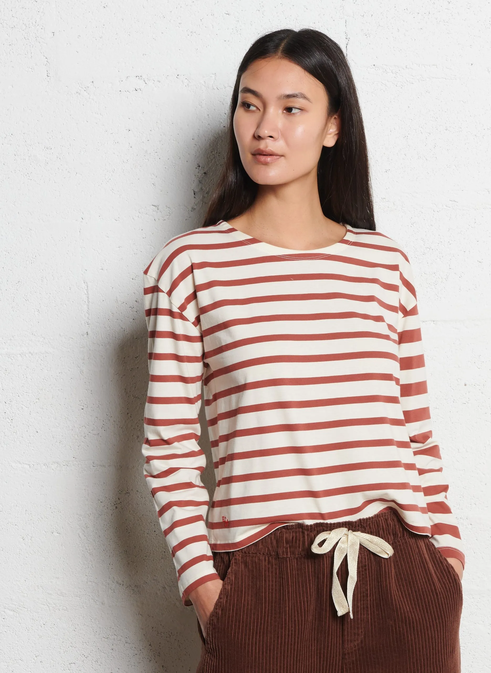 Bio-Baumwoll-Rundhals-Shirt Braun CYBELE