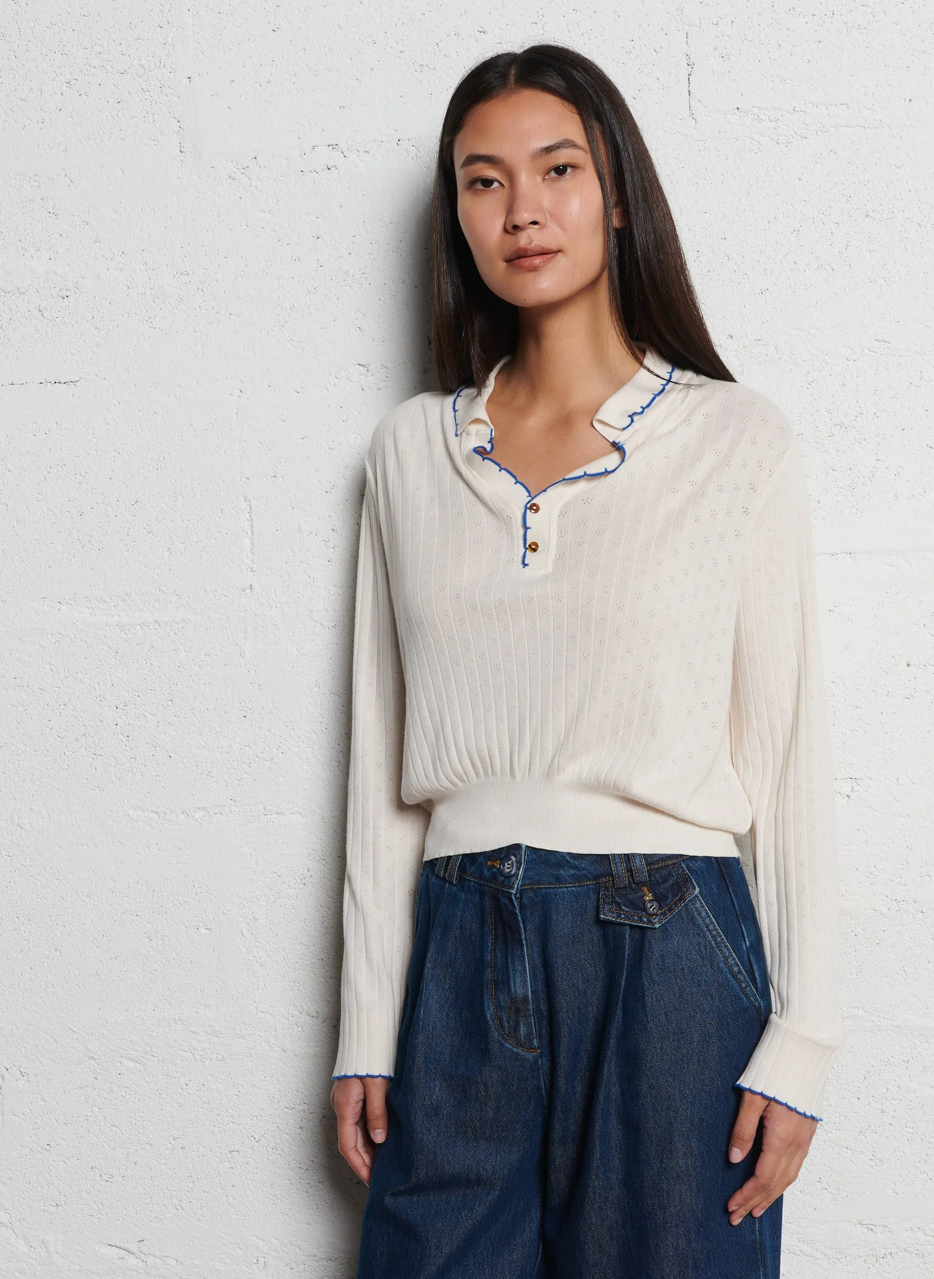 Bedrucktes Trapez-Top aus Baumwolle Beige CYRANO