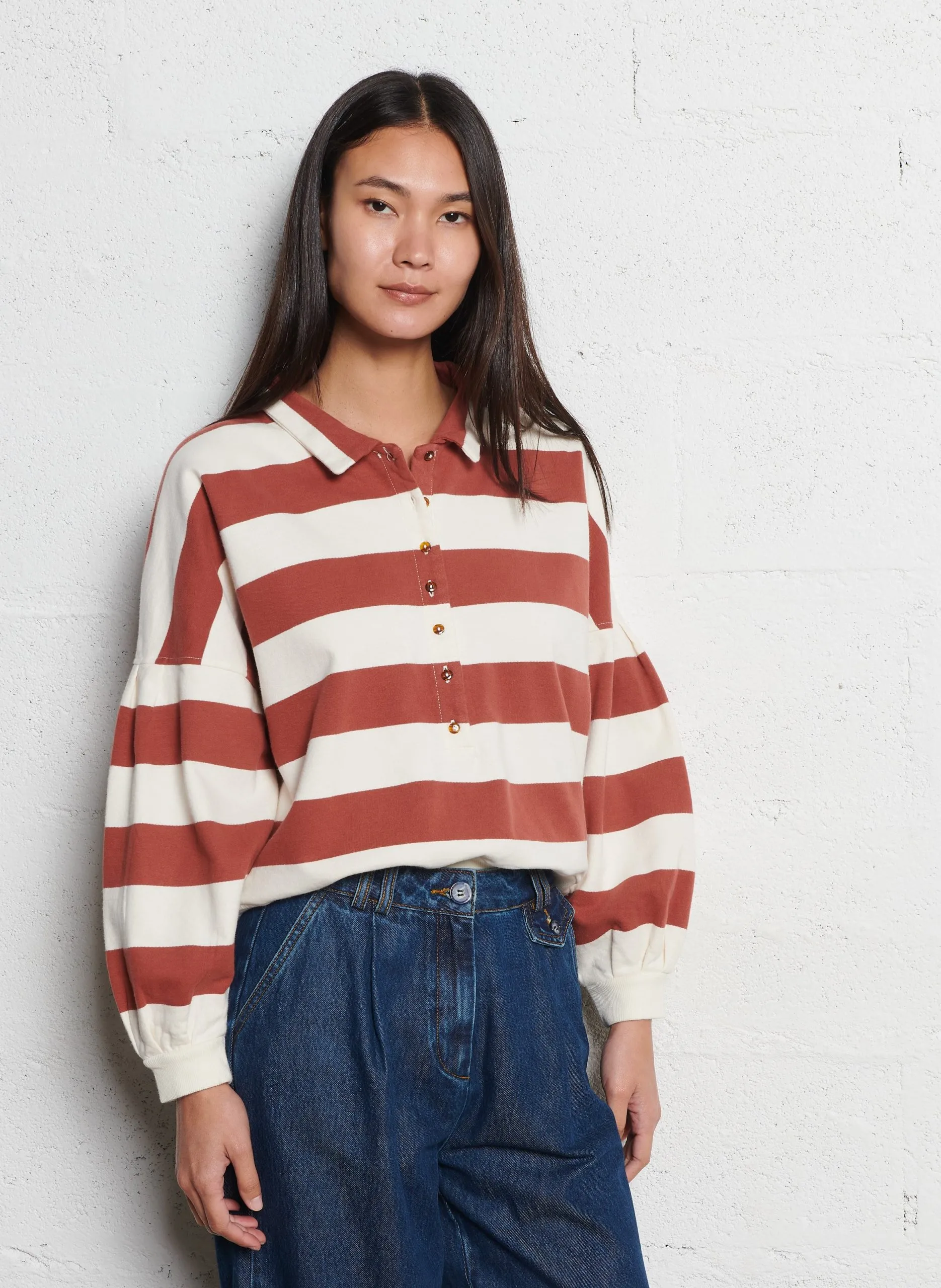 Polo-Shirt mit Streifenmuster Braun CLEMENT