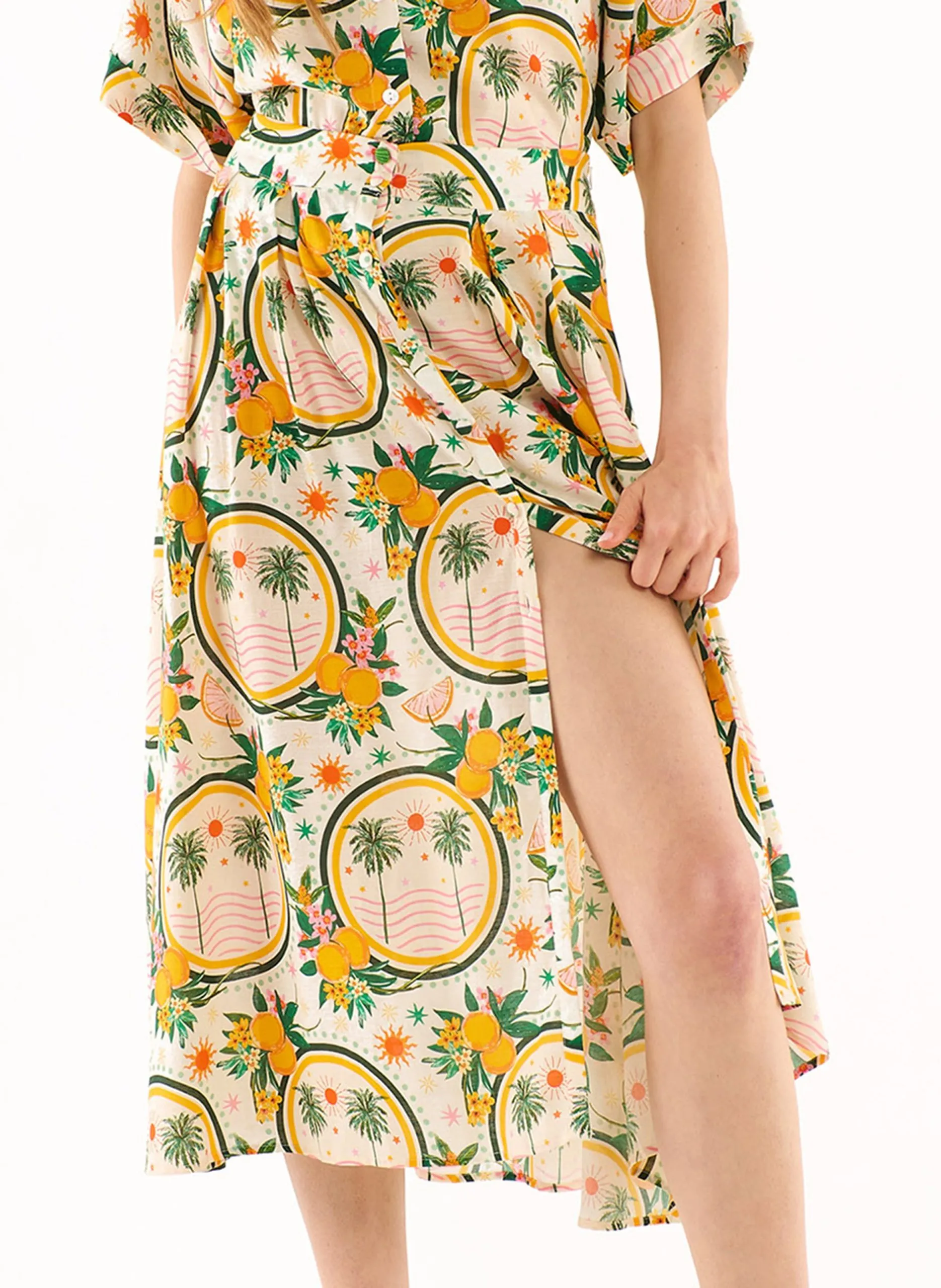 Ausgestellter Midi-Rock Gelb BOBBIE