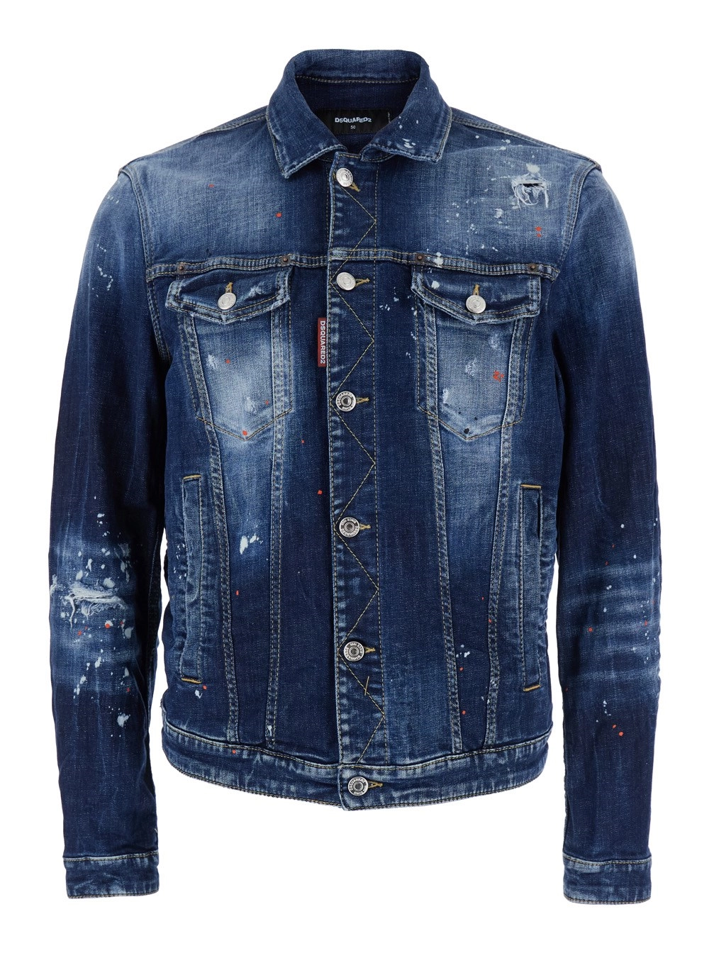 Blaue Jacke "Dan" mit klassischem Kragen und bemalten Details aus Denim Herren
