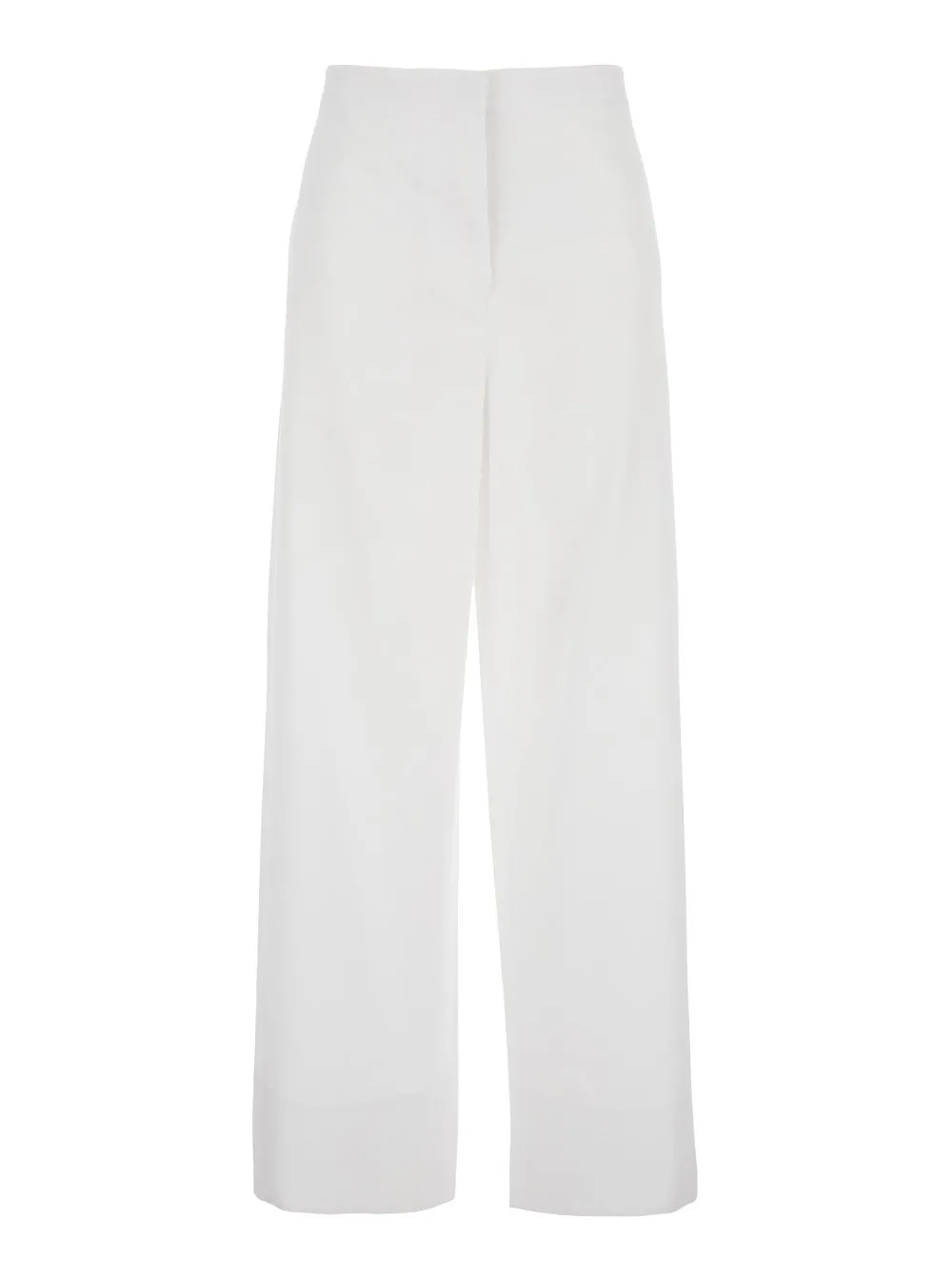 Weiße Hose mit zwei aufgesetzten Gesäßtaschen aus Baumwolle Damen