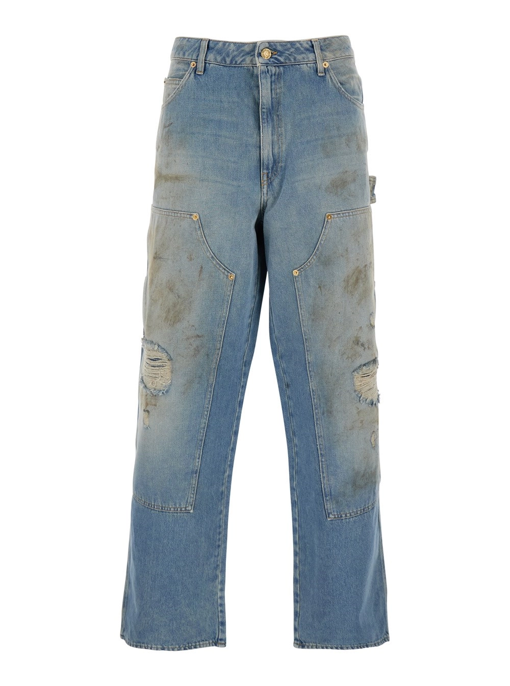 Hellblaue Jeans mit zerrissenen Details und Distressed-Effekt aus Denim Herren