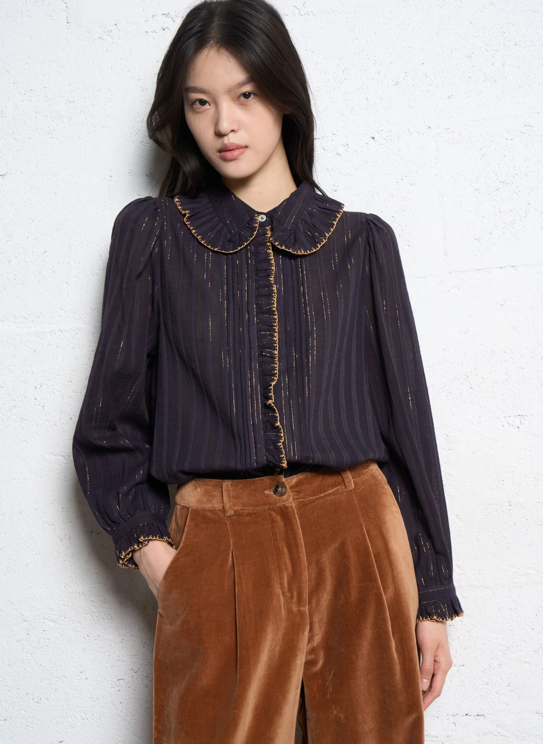 Baumwoll-Bluse Blau CHRISTELLE