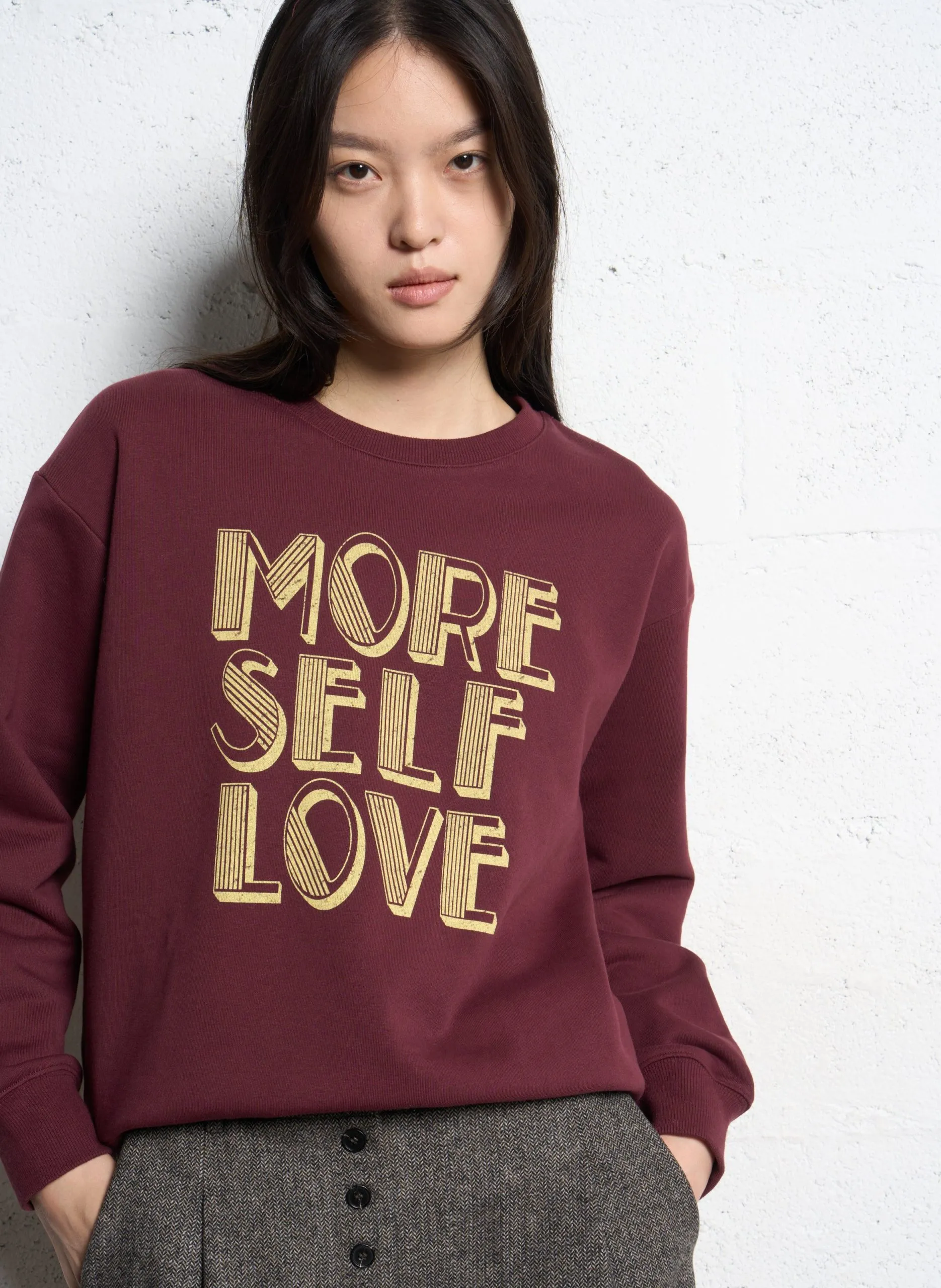 Weit geschnittenes Rundhals-Sweatshirt aus Bio-Baumwolle mit Siebdruck Violett STANLEY