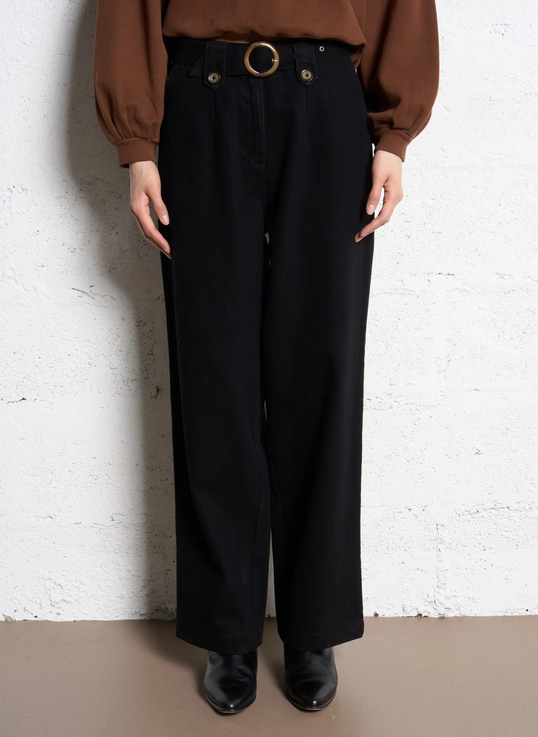 Weit geschnittene Jeans Schwarz CHAD