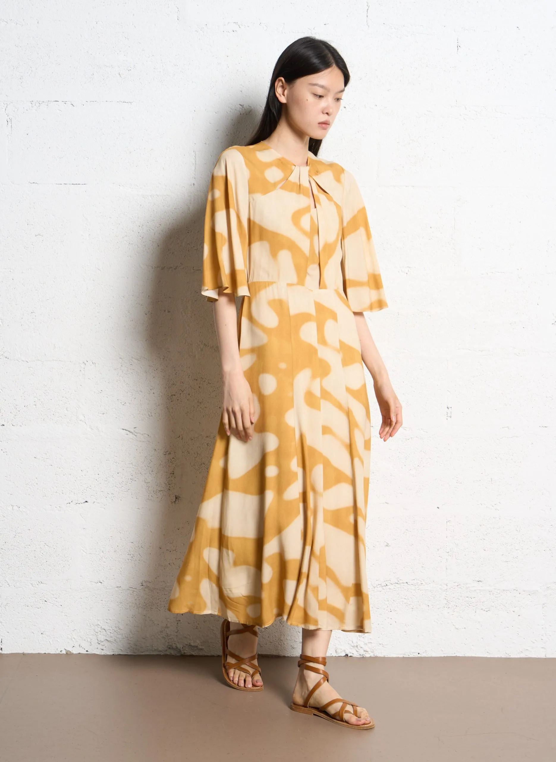 Bedrucktes Kleid Gelb VIOLETA