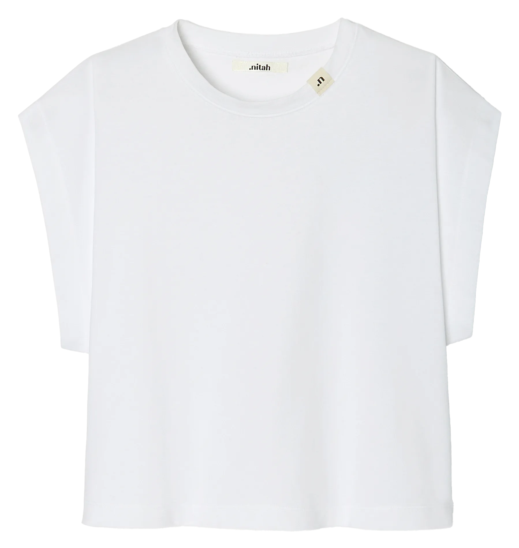 Einfarbiges T-Shirt mit Markenetikett Weiss ALEX