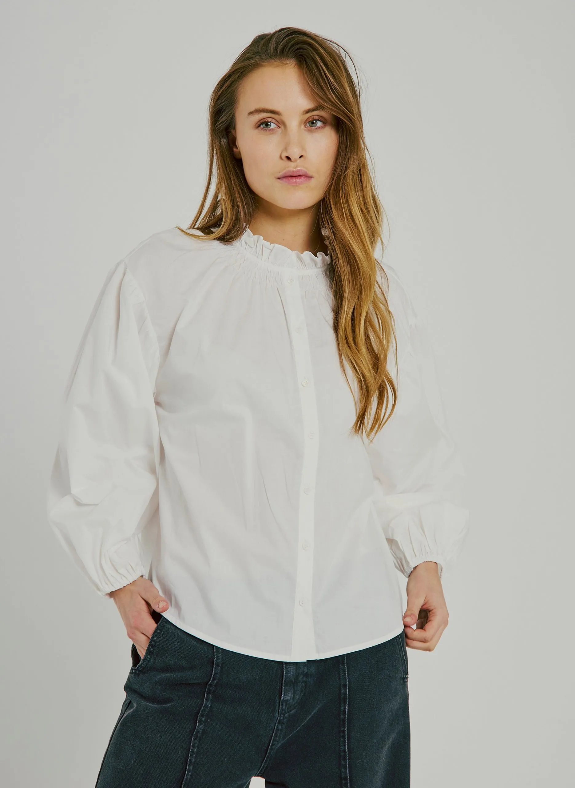 Alexandra - Plumetis-Bluse Weiss LILO