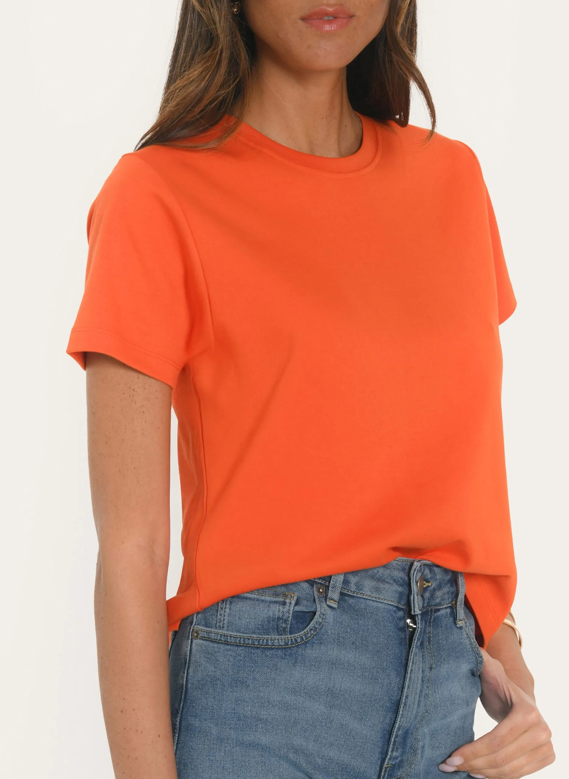 Baumwoll-Pullover mit Rundhalsausschnitt Orange AMBRE