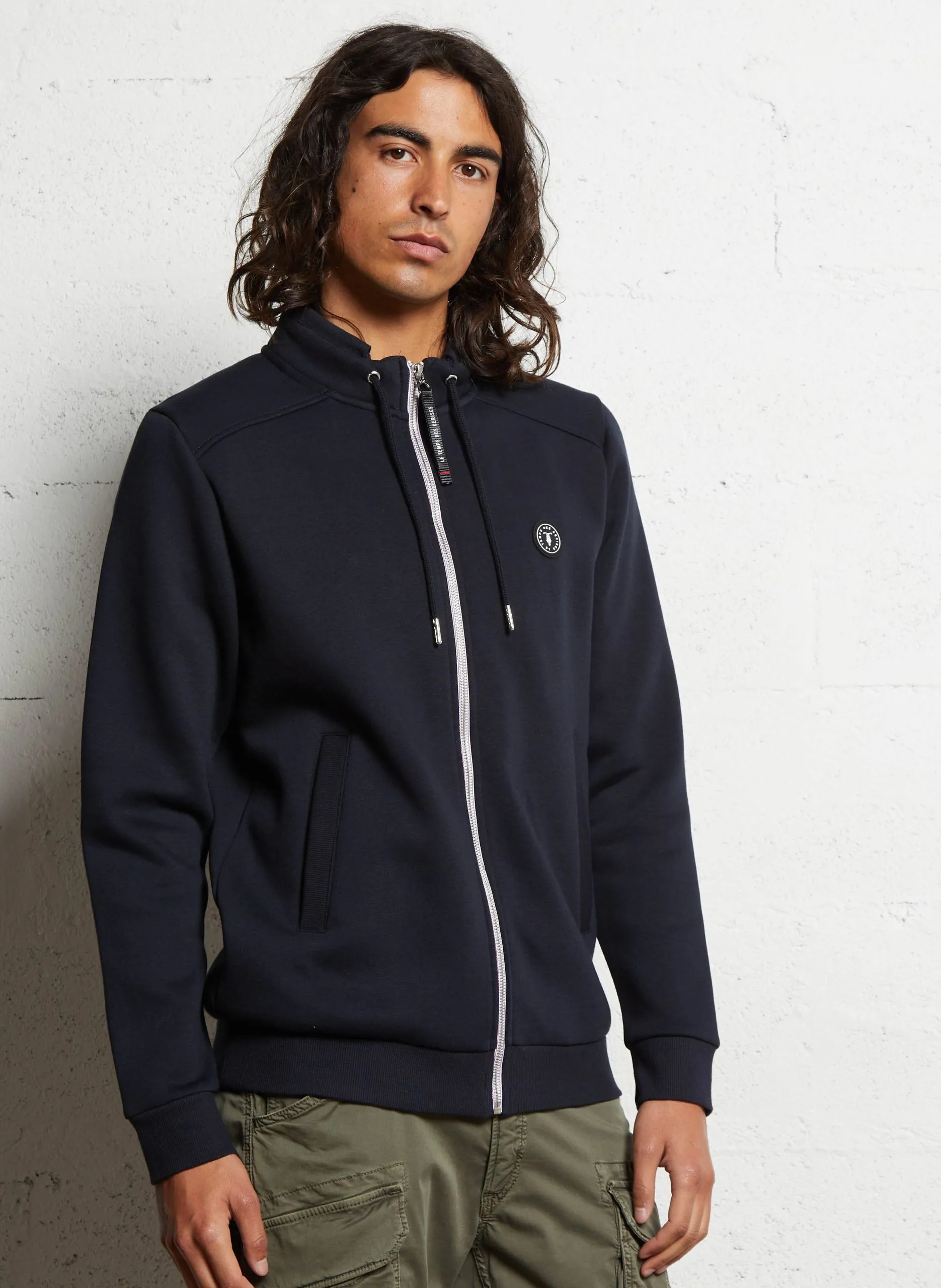 Gerade geschnittene Strickjacke aus Baumwoll-Mix Blau LAGO