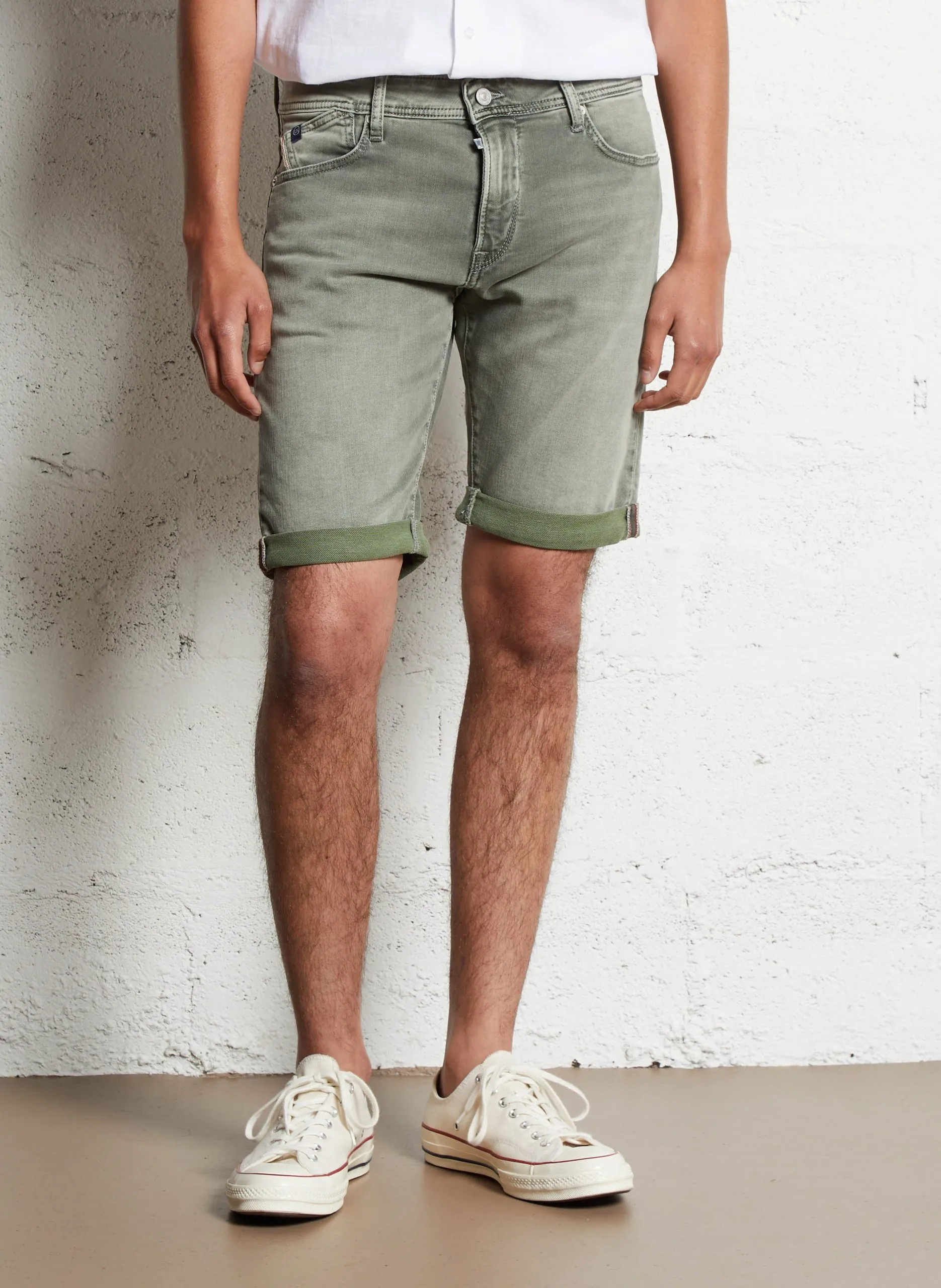 Denim-Bermuda aus Baumwollmischung Grau