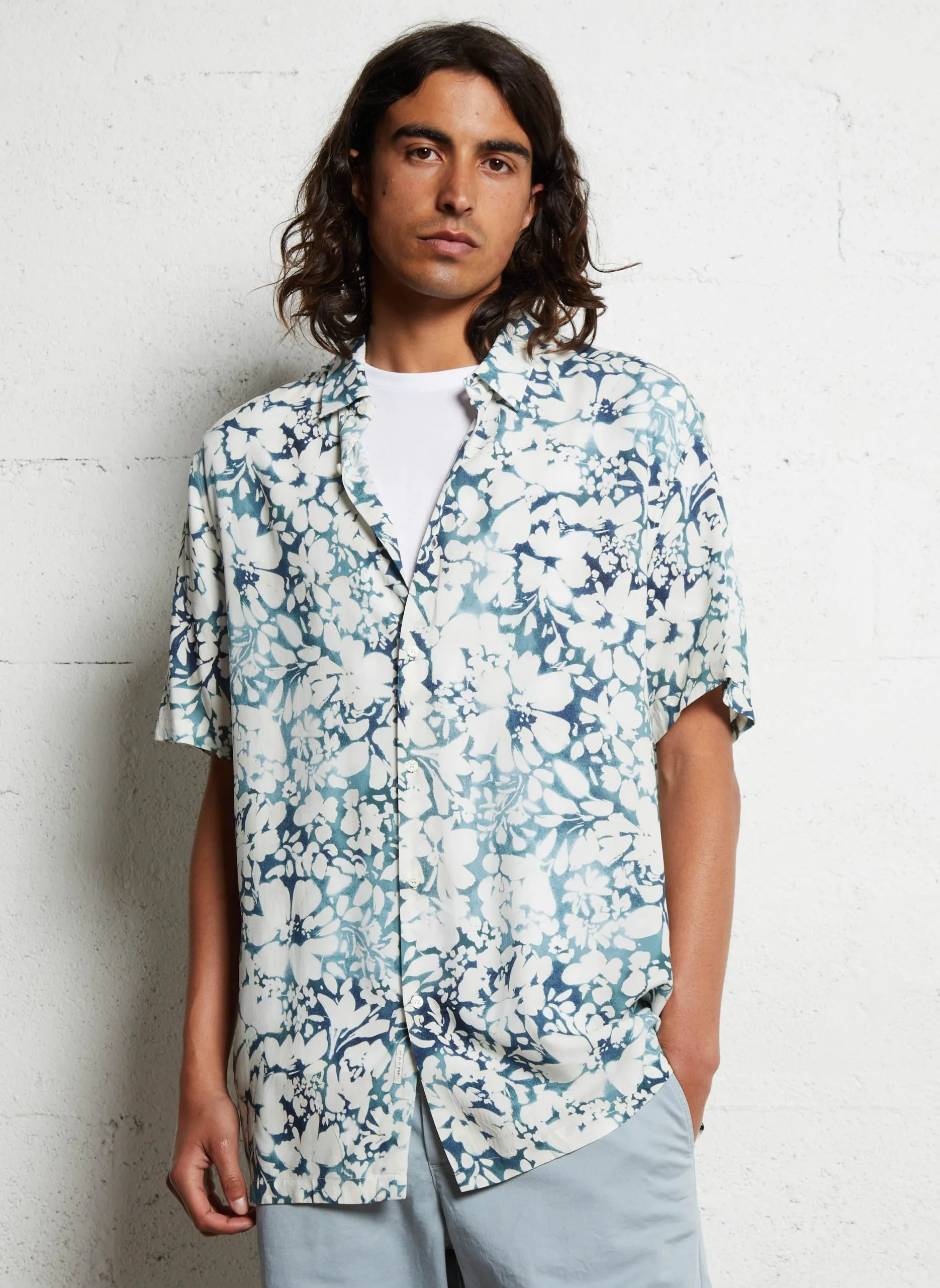 Bedrucktes Hemd mit klassischem Kragen Blau
