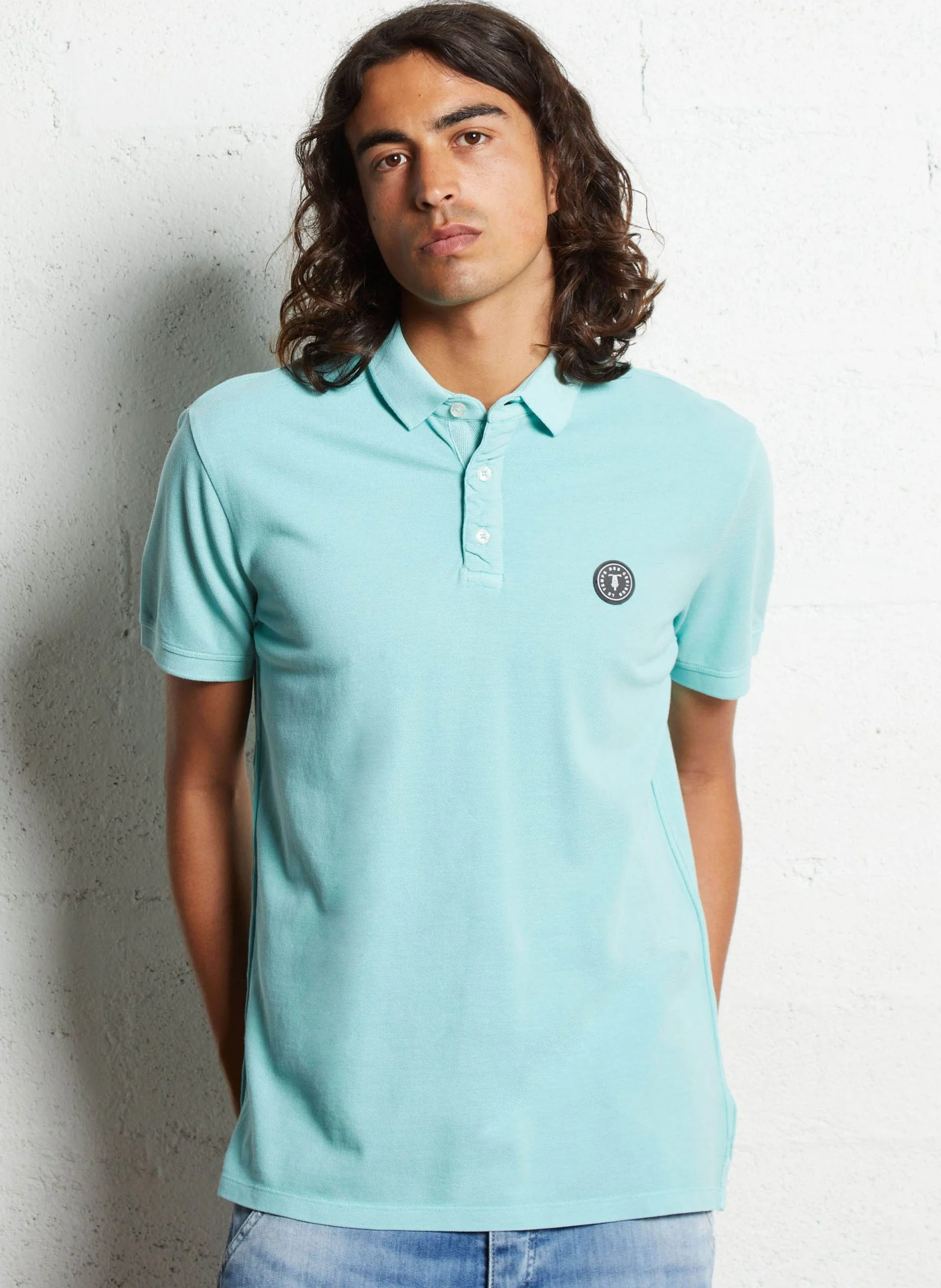 Kurzärmliges Poloshirt aus Baumwoll-Piqué Grun DYLON