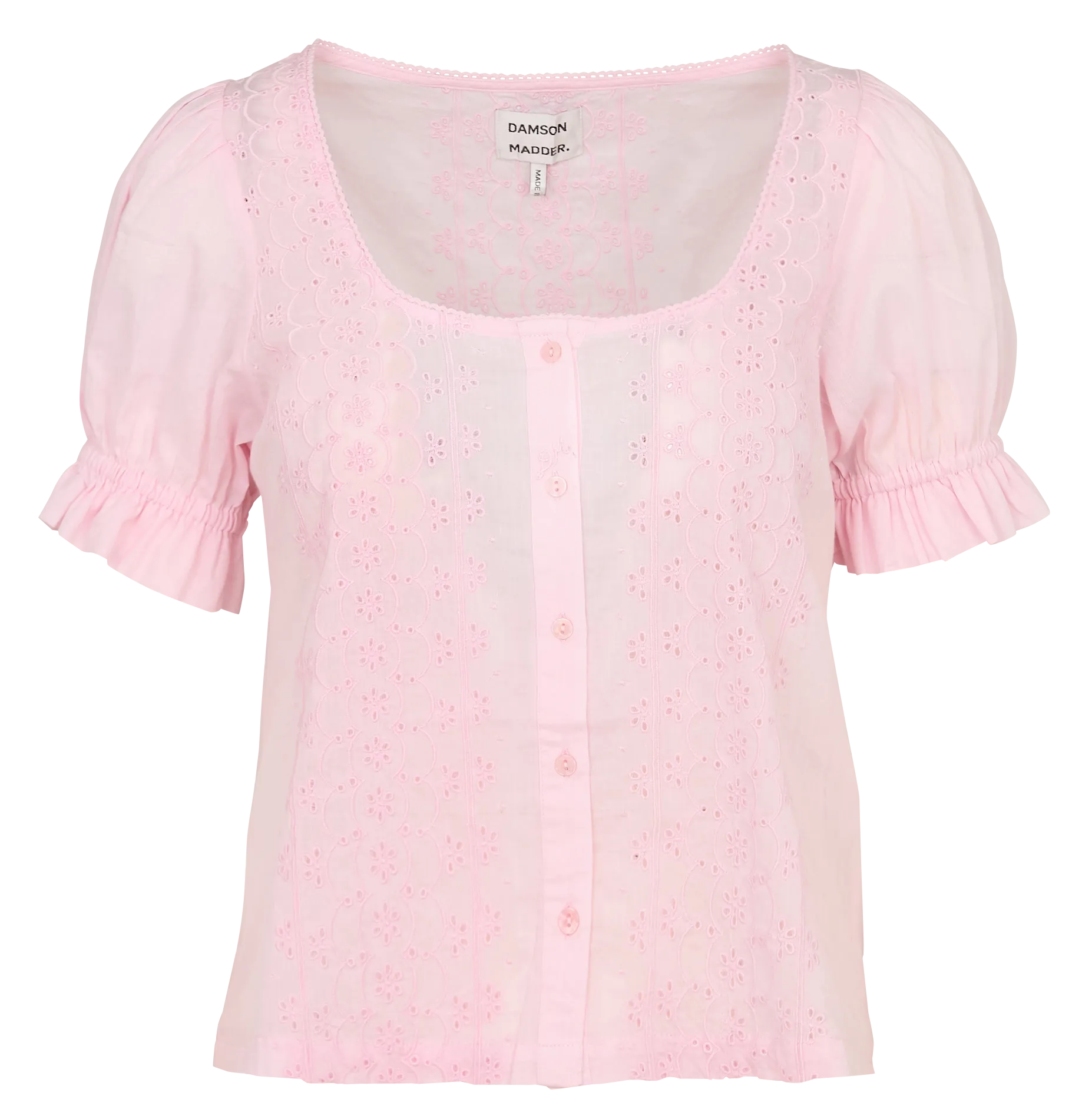 Kurzarm-Top aus Bio-Baumwolle mit Stickerei Rosa PRIM