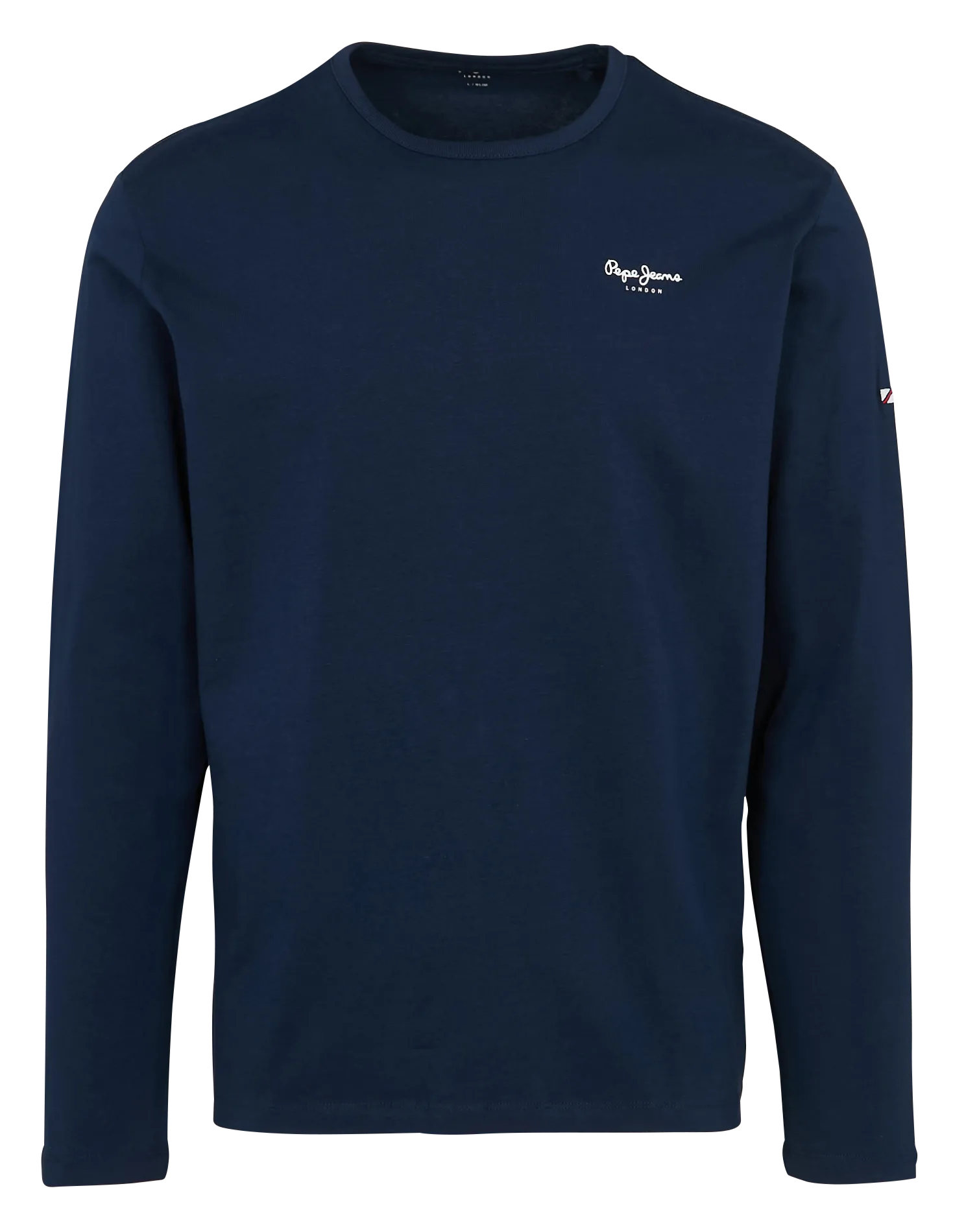 Rundhals-T-Shirt aus Stretch-Baumwolle mit Siebdruck Blau