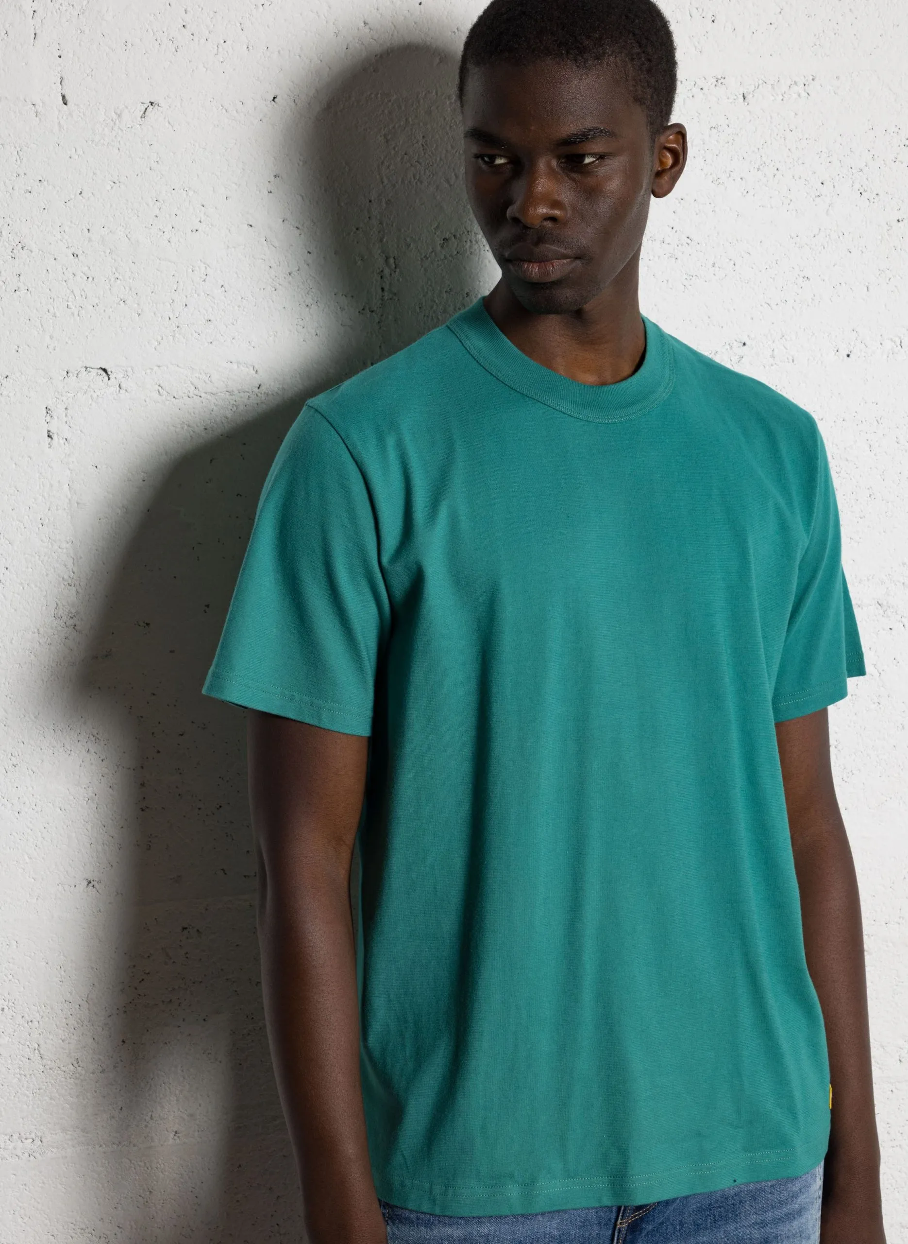 Gerade geschnittenes T-Shirt aus Bio-Baumwolle mit halsnahem Ausschnitt Blau CALLAC