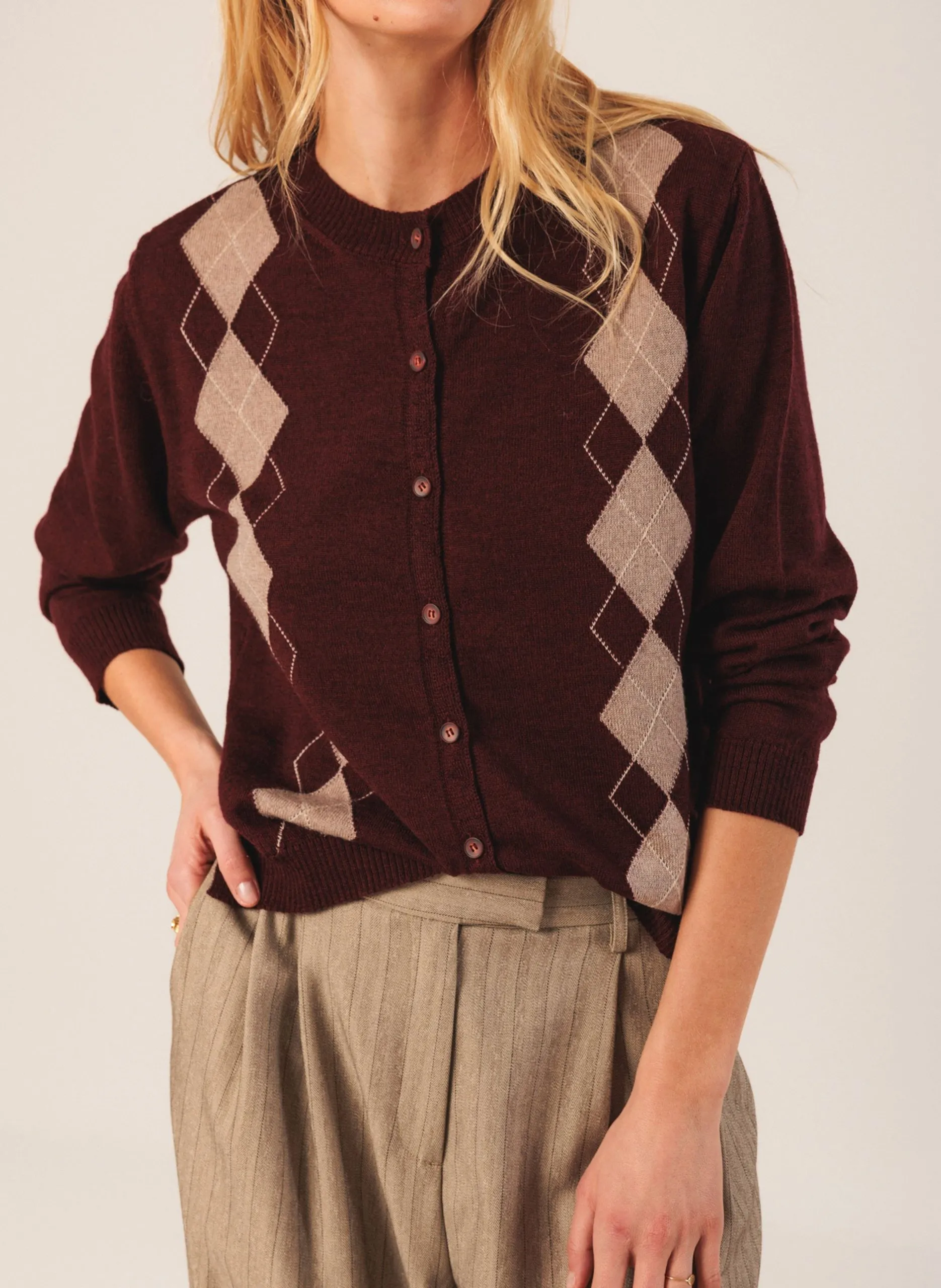 Woll-Cardigan mit Muster Schwarz