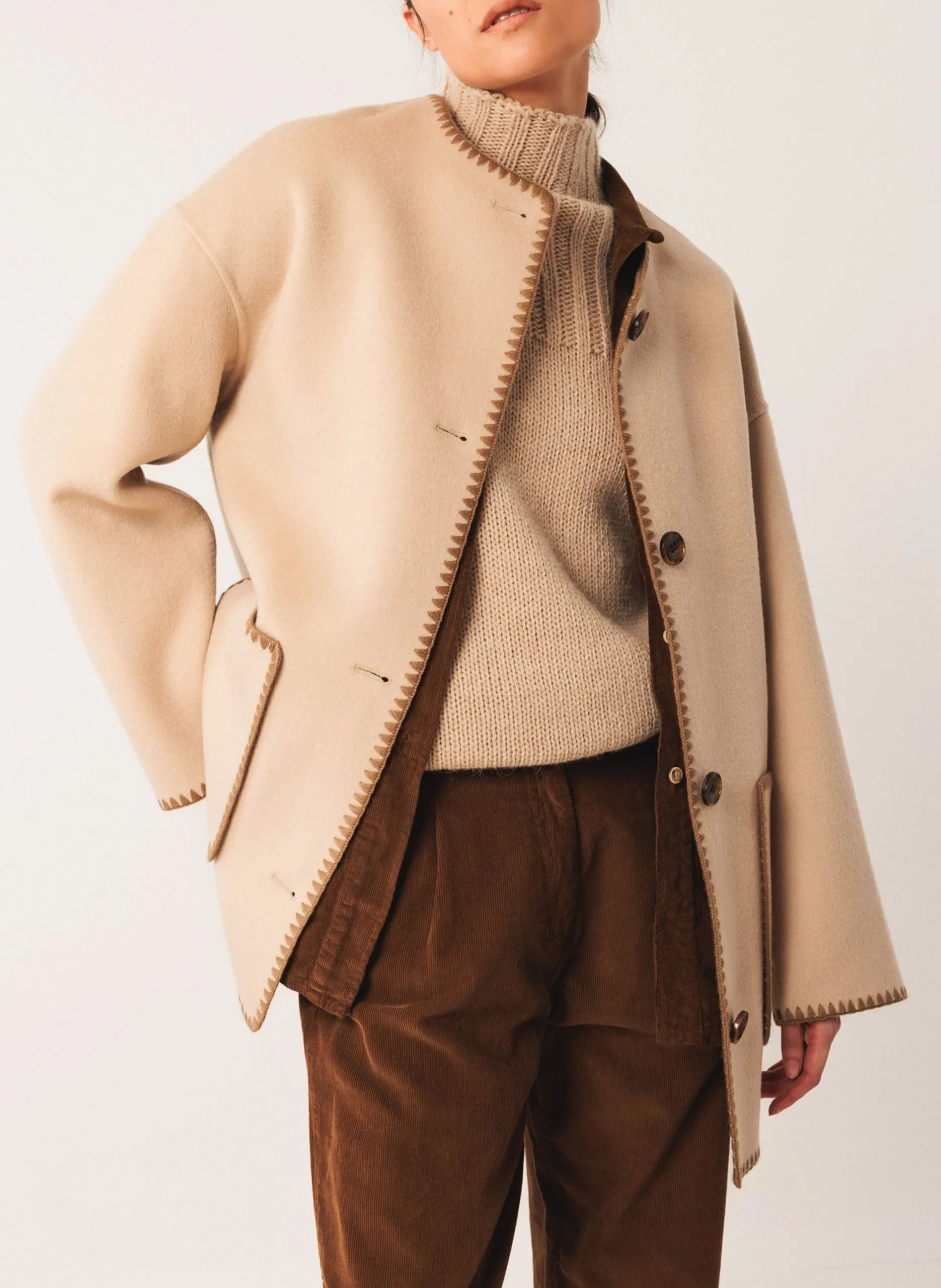 Gerade geschnittene Jacke aus Wollmix Silber