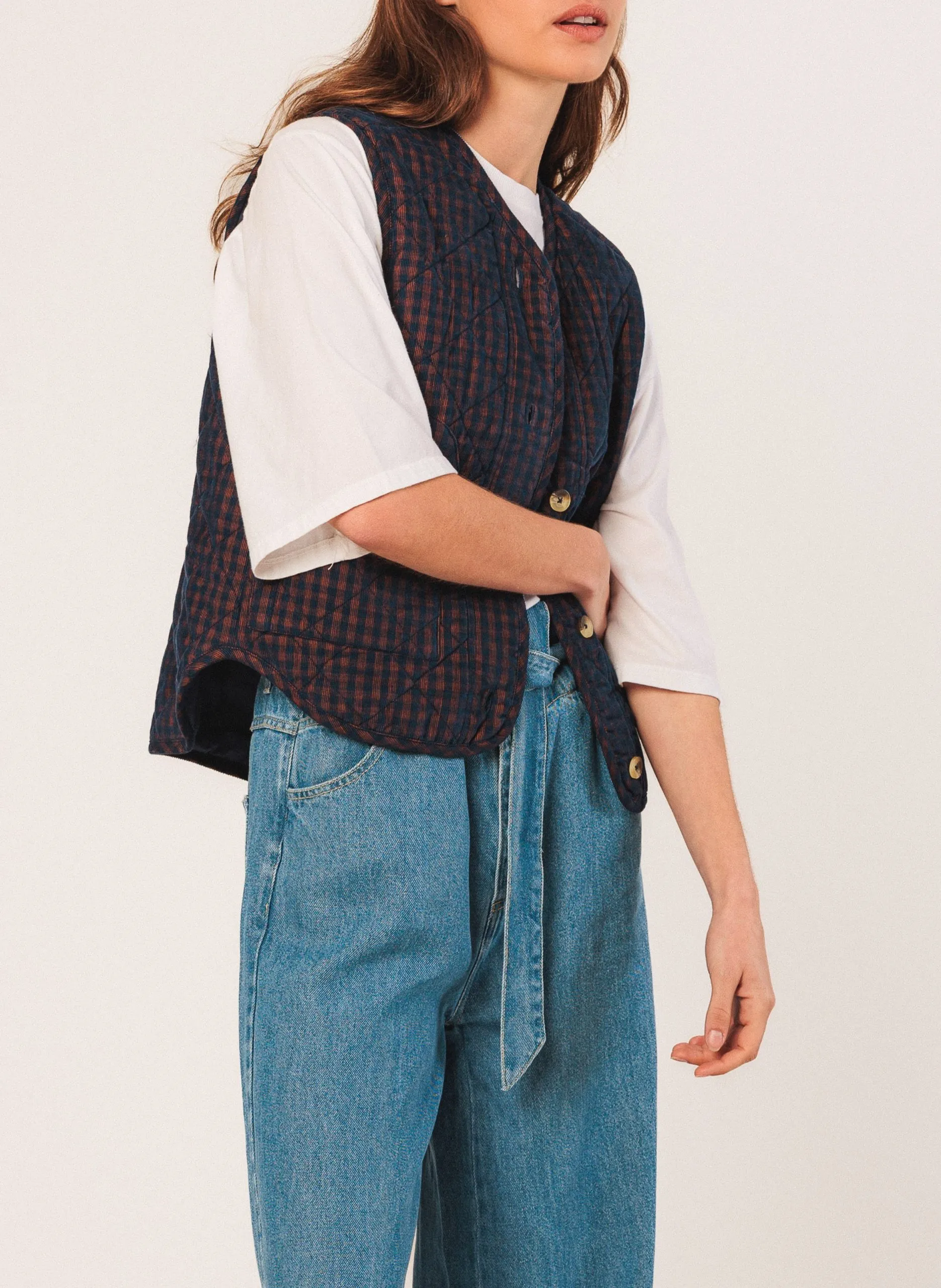 Baumwoll-Strickjacke mit V-Ausschnitt Blau