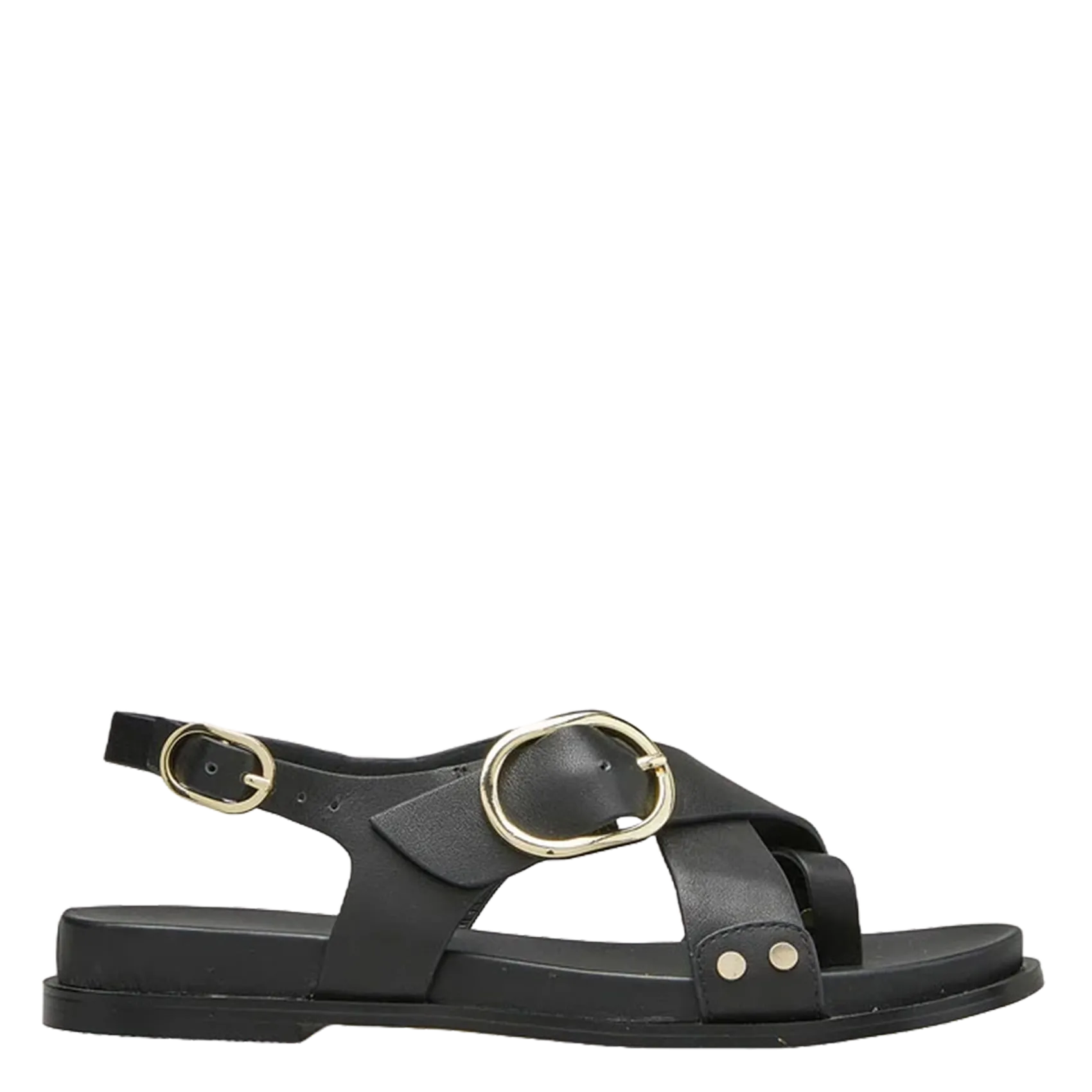 Avarca Berlin - Flache Ledersandalen mit Samt Schwarz CARELL