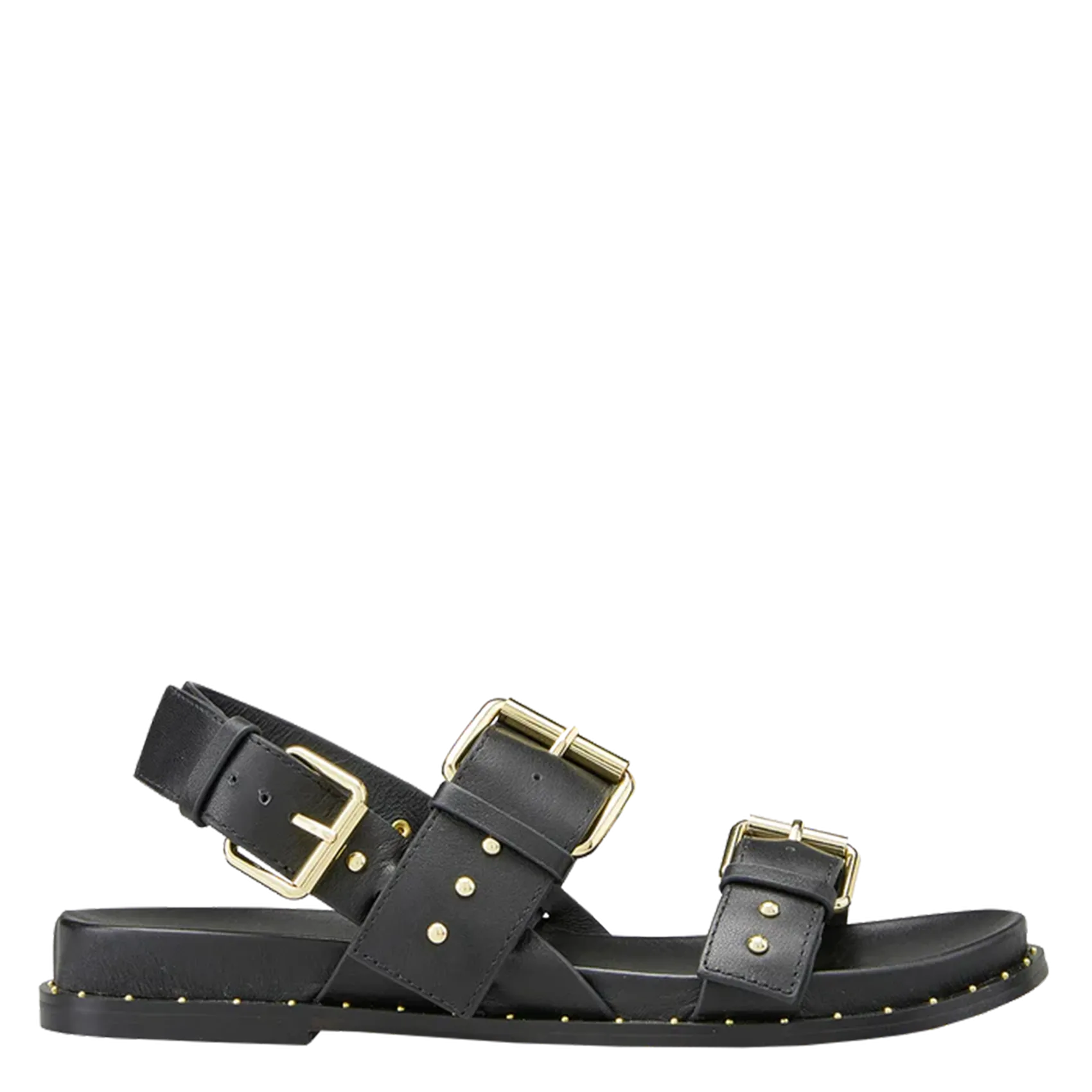 Avarca Berlin - Flache Ledersandalen mit Samt Schwarz HASSI