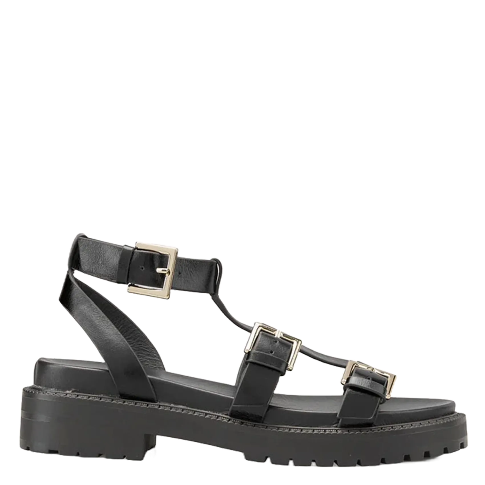 Avarca Berlin - Flache Ledersandalen mit Samt Schwarz HIJOUX