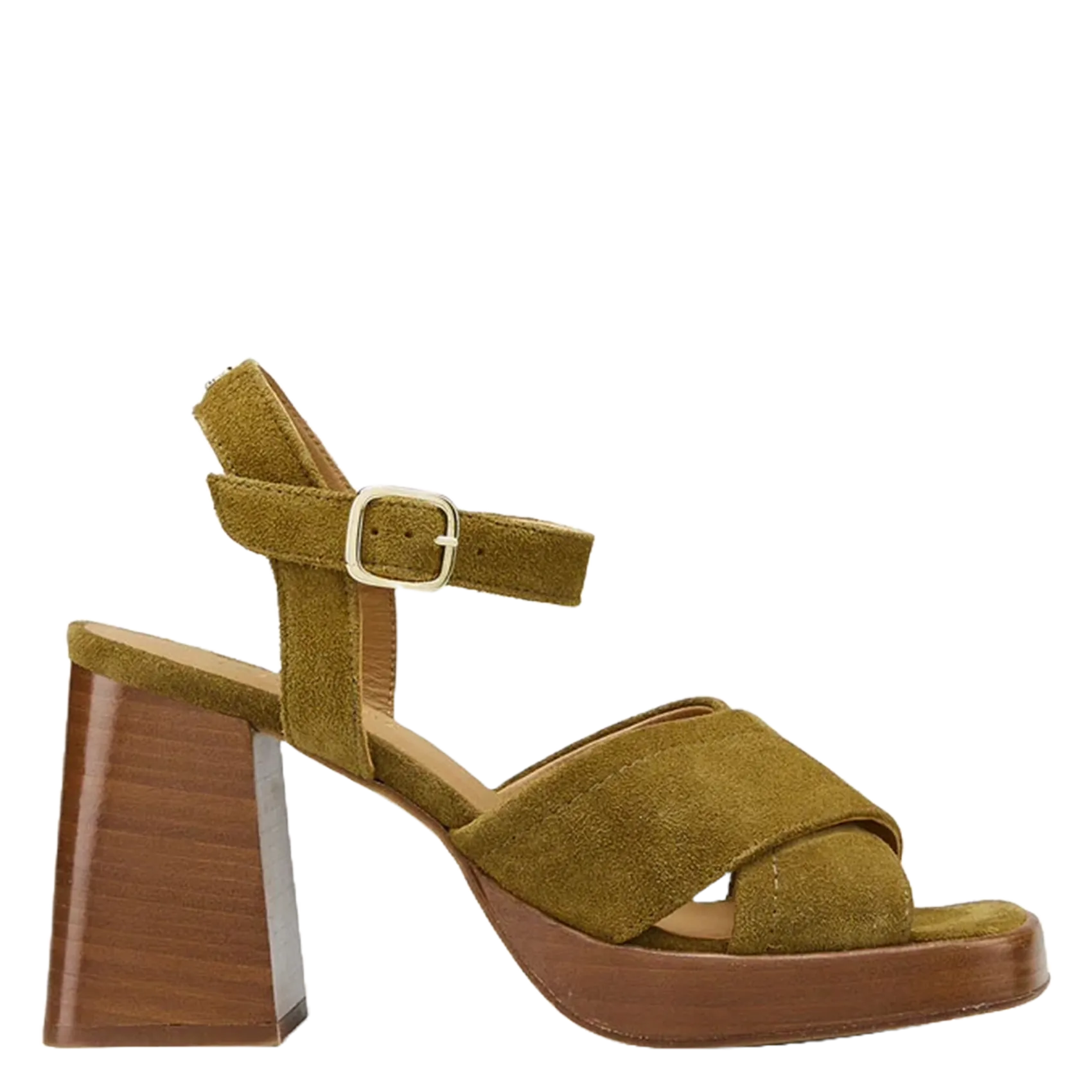 Alice - Ledersandalen mit Absatz Khaki PRISKA
