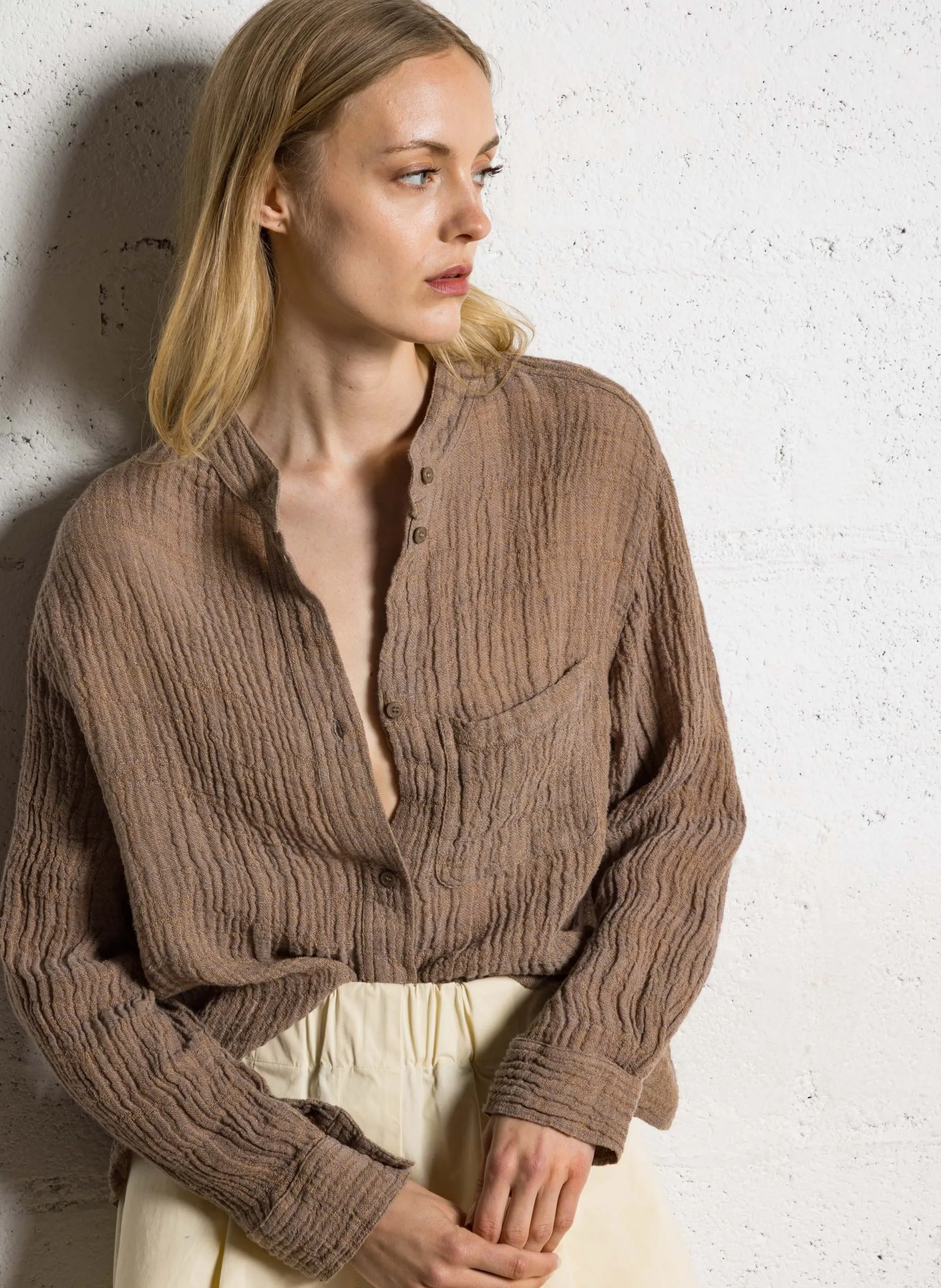 Klassisches Hemd aus Leinenmischung Braun MALGRATS