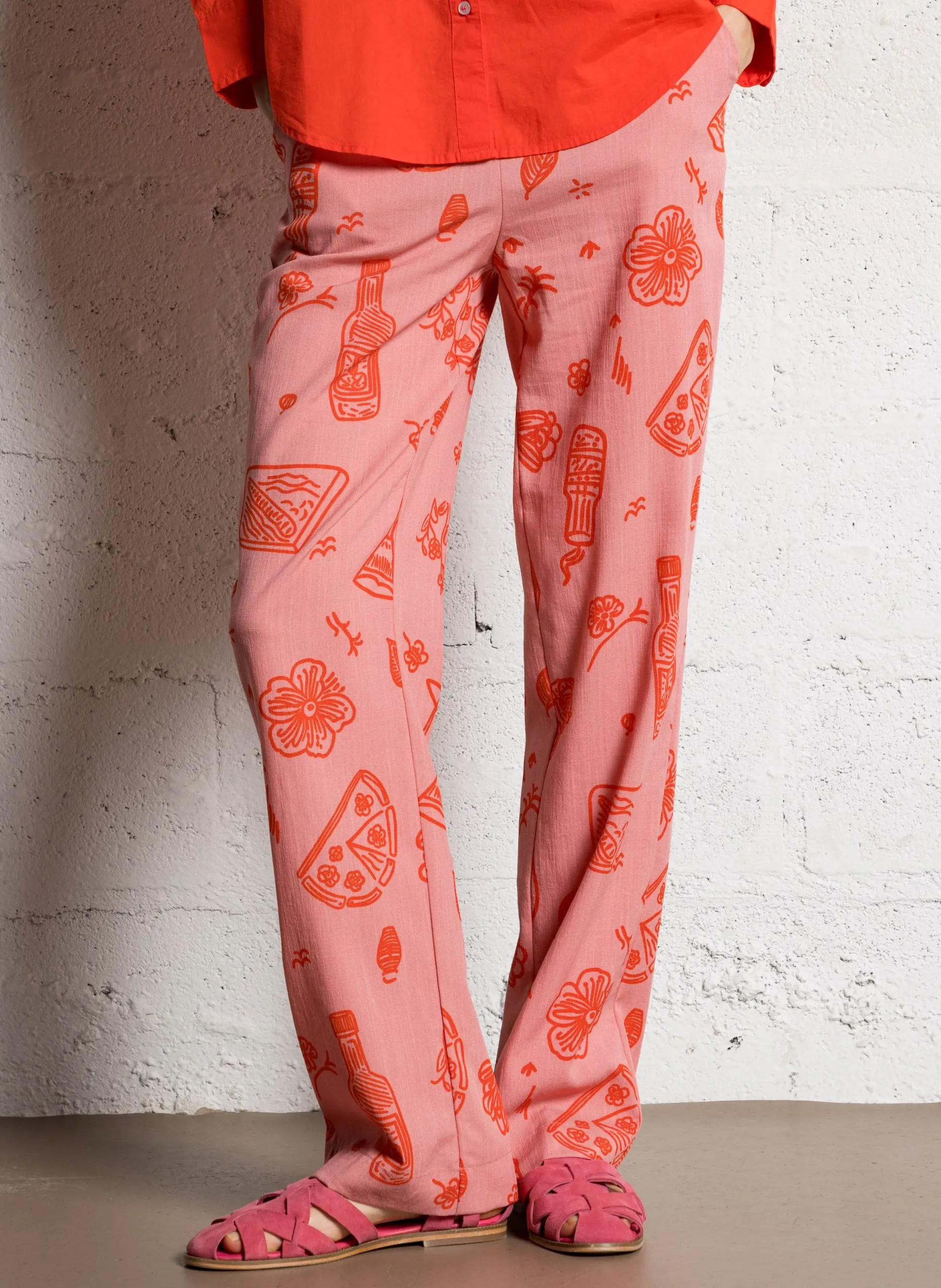 Bedruckte Slimfit-Hose Rosa