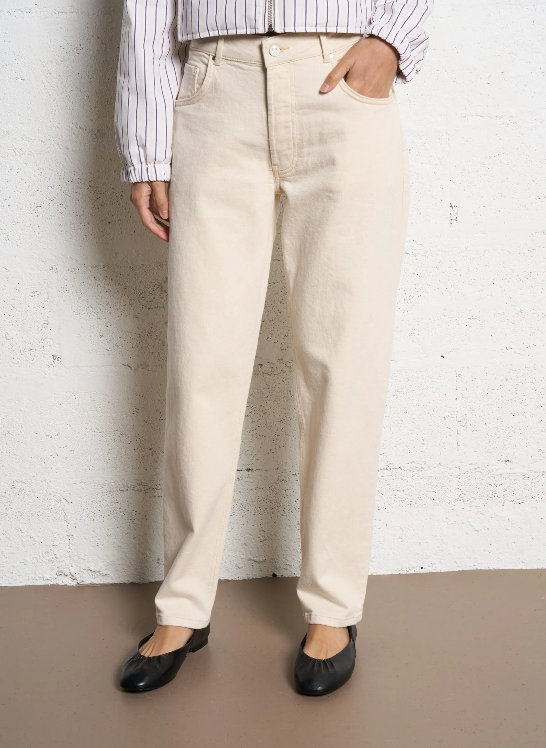 Boyfit Jeans aus Baumwoll-Mix Beige PALMA