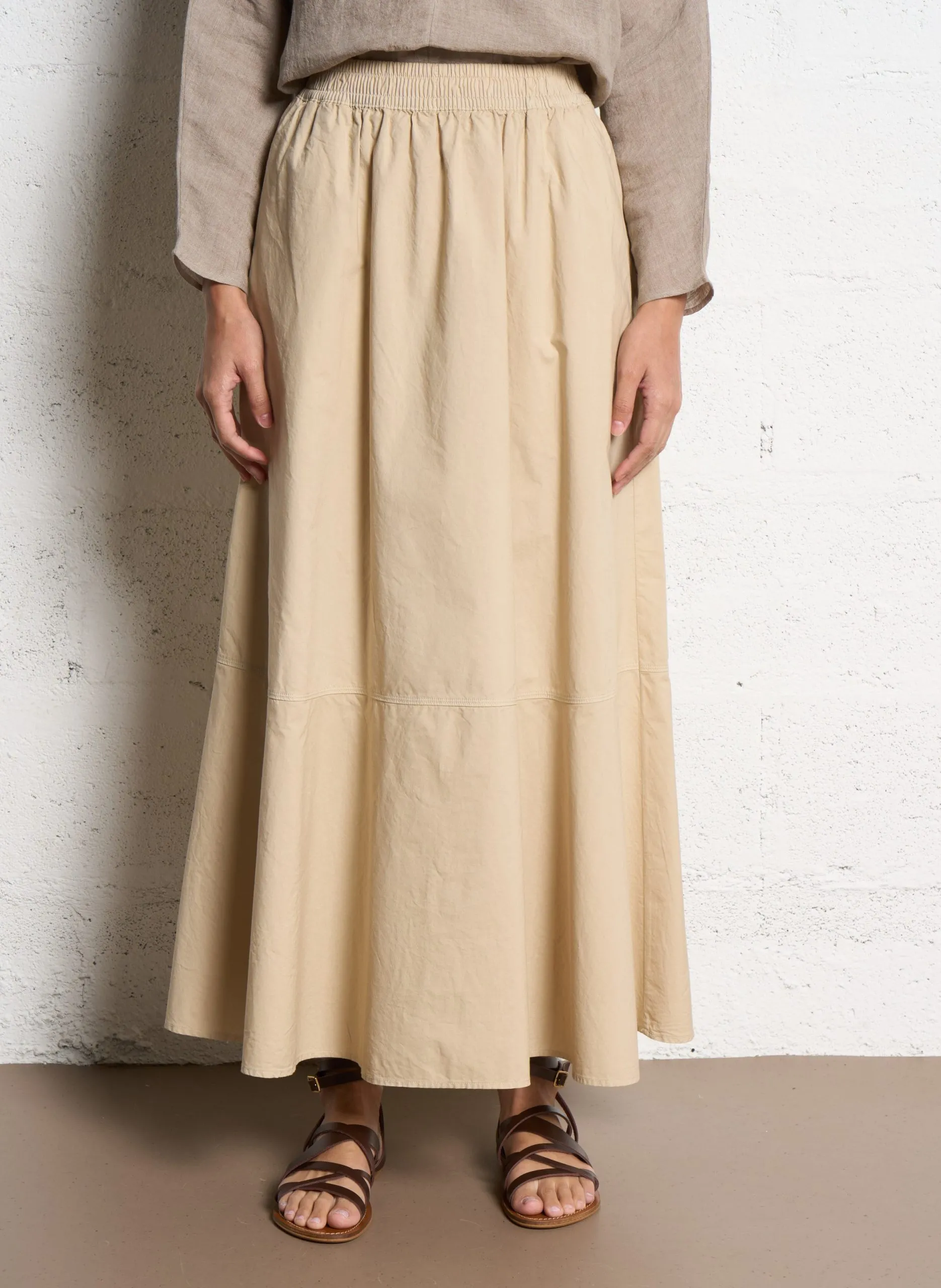 Ausgestellter Bio-Baumwollrock Beige PETULA