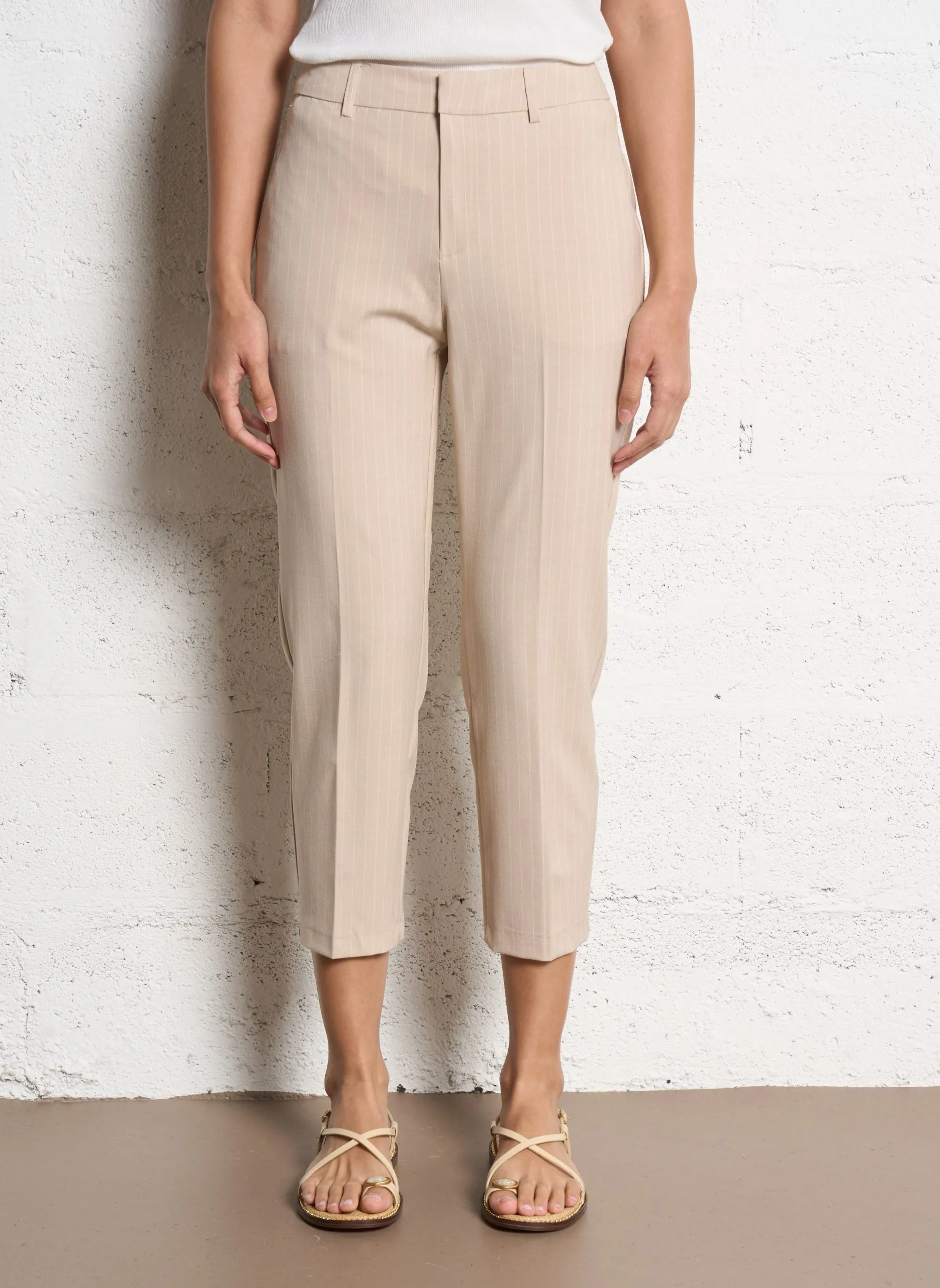 Gestreifte Karottenhose Beige PHONIC