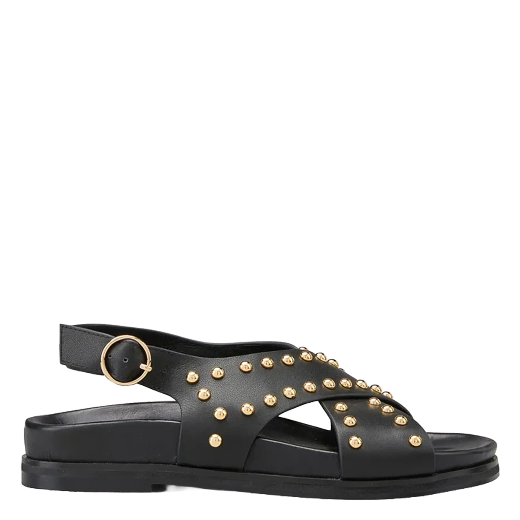 Avarca Berlin - Flache Ledersandalen mit Samt Schwarz CALYPSO