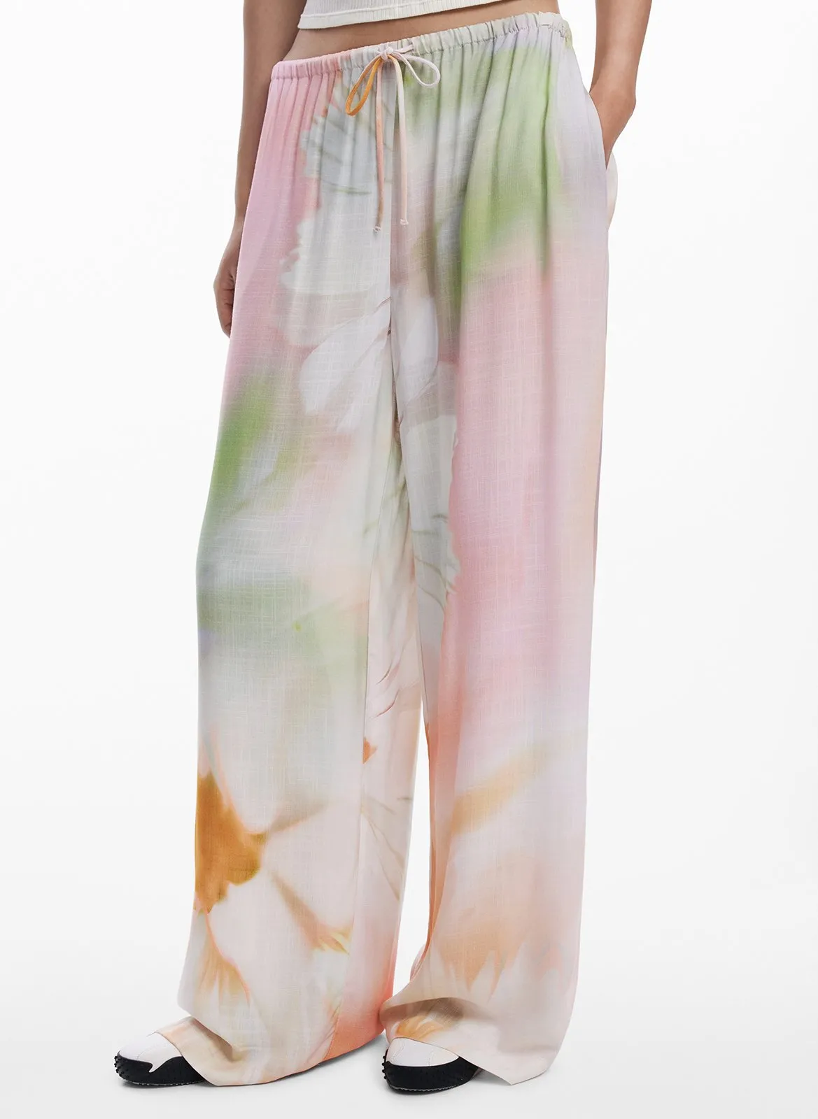 Lange fließende bedruckte Hose Mehrfarbig