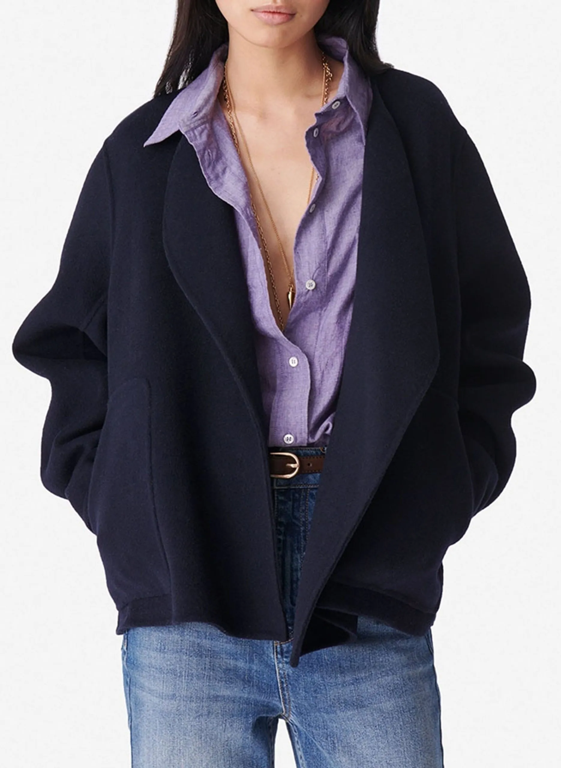 Aimy - Kurze Jacke aus Wollmix Blau CHANN