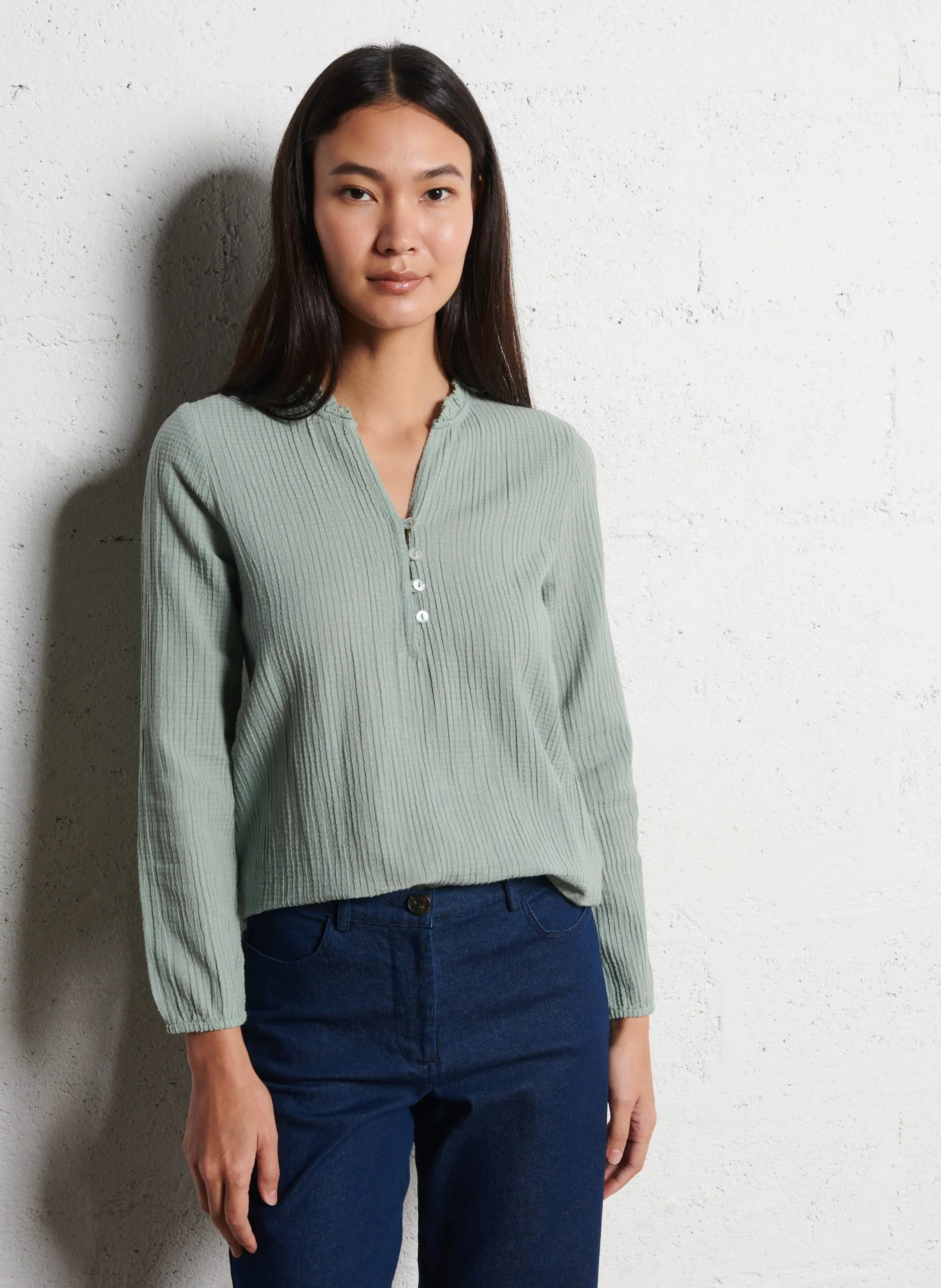 Gerader Baumwolltop Grun