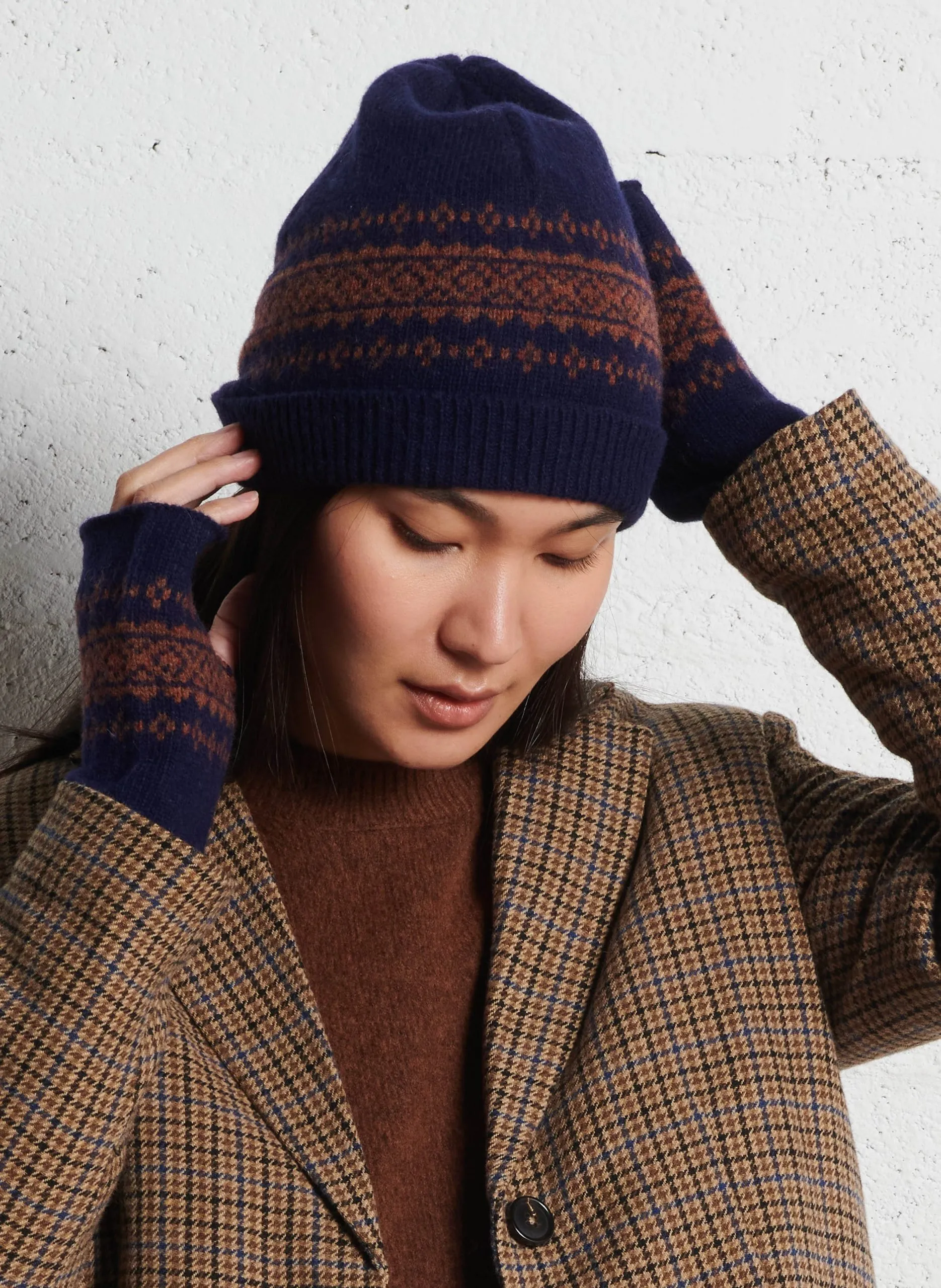 Halbhandschuhe aus Wollmix Blau