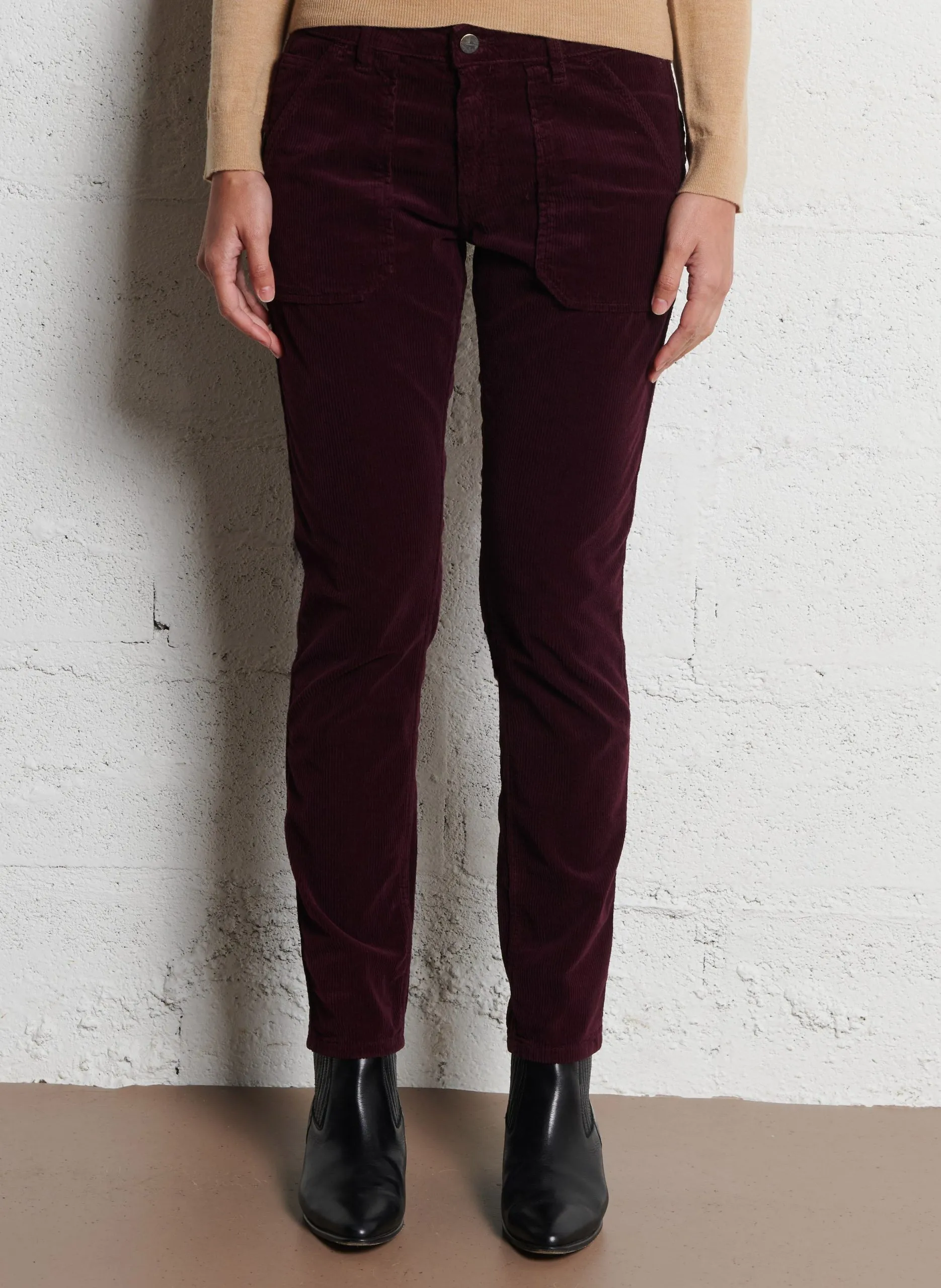 Cordhose, Slim Fit Pflaume PIERCE