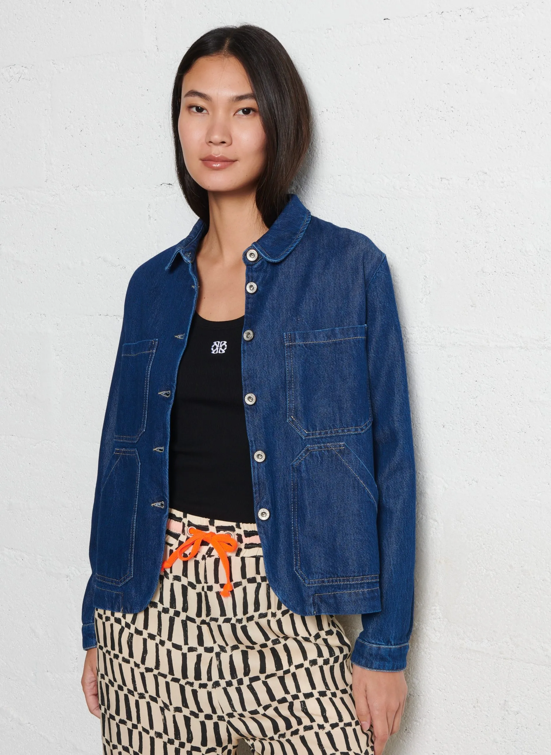 Jeansjacke mit Peter-Pan-Kragen Blau