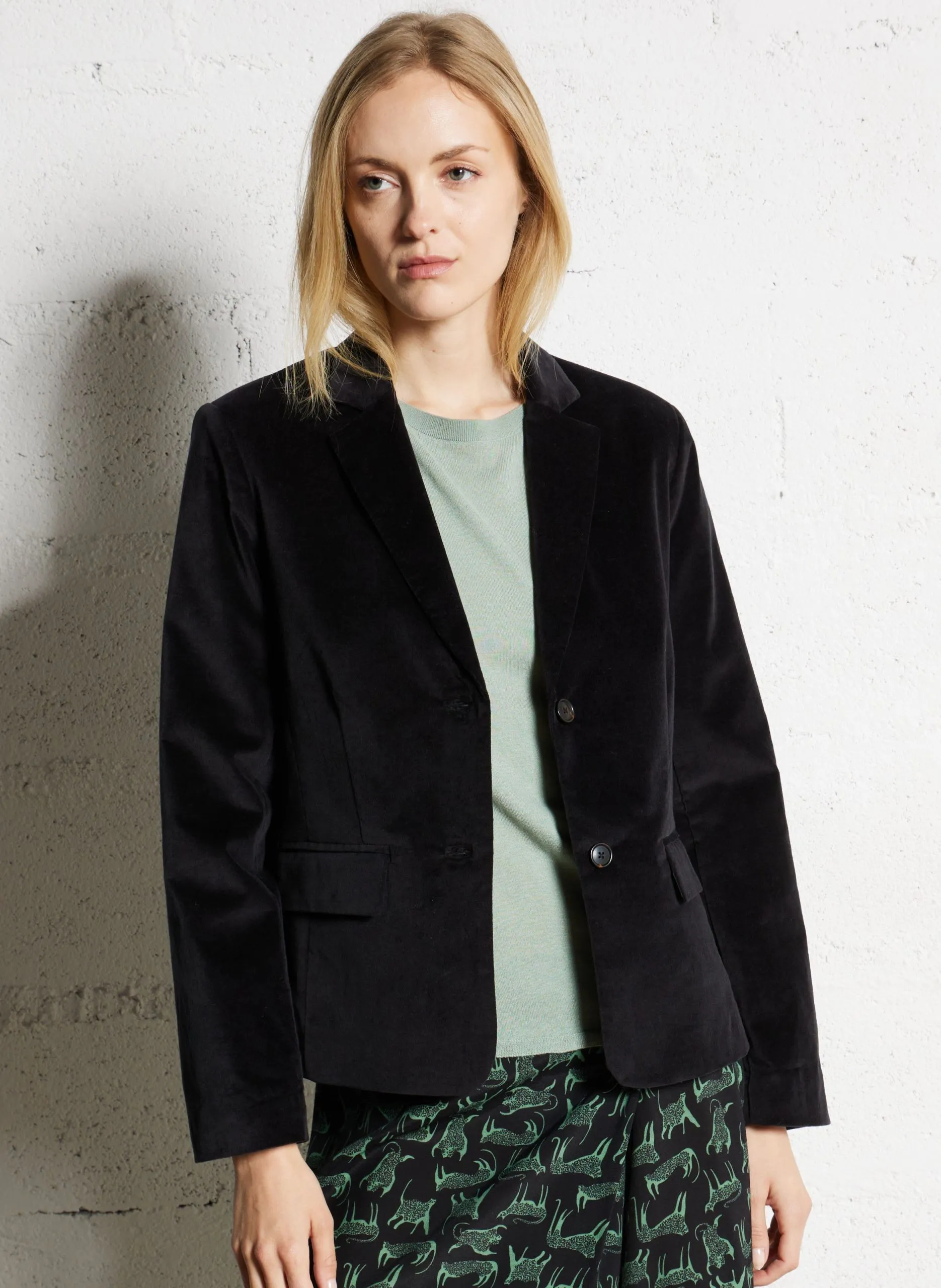 Gerade geschnittene Jacke aus Baumwoll-Mix Schwarz